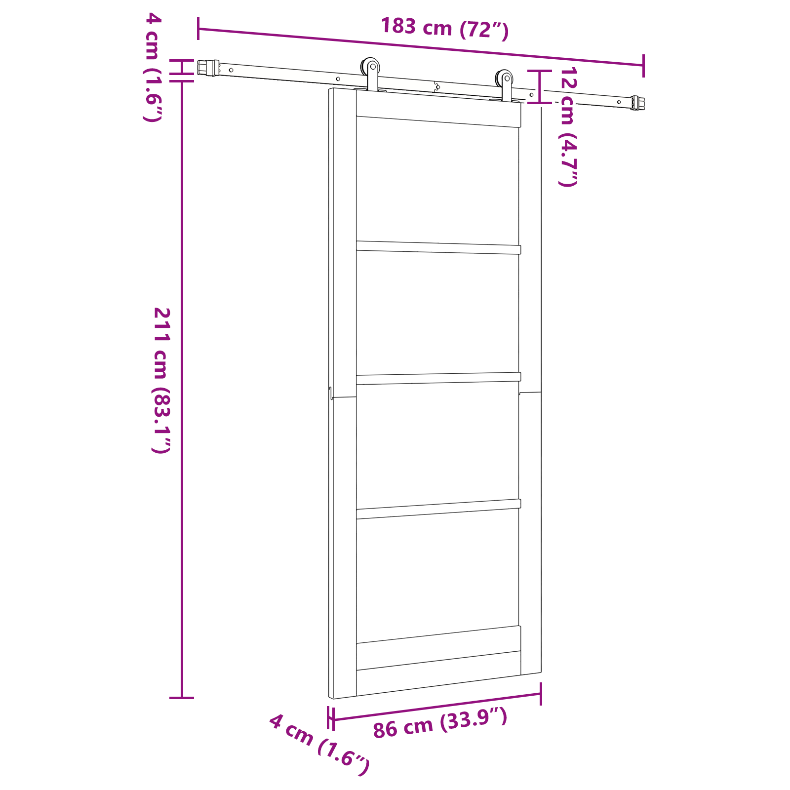 Sliding Door with Hardware Set 'ORKDAL'Solid Wood & Glass - Image 11