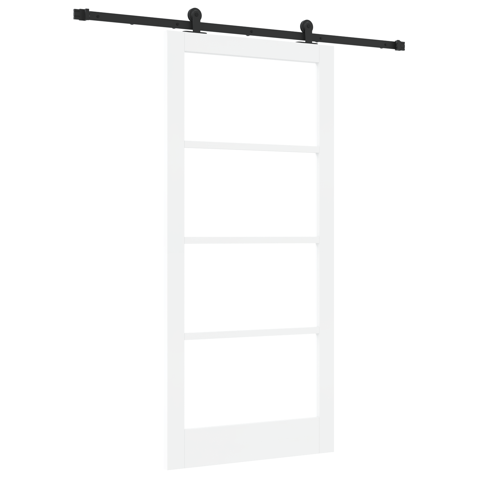 Sliding Door with Hardware Set 'ORKDAL'White Solid Wood & Glass - Image 2