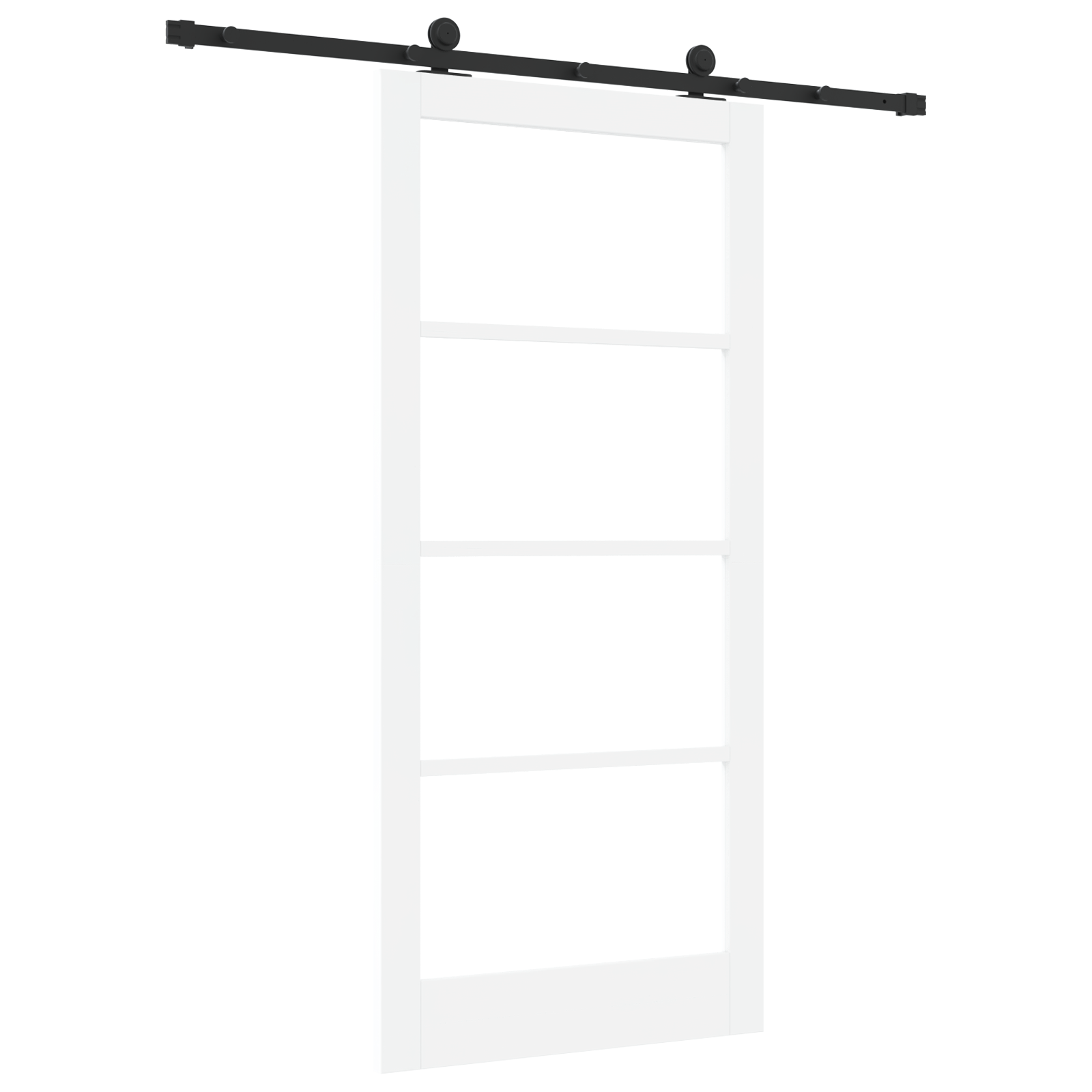 Sliding Door with Hardware Set 'ORKDAL'White Solid Wood & Glass - Image 6