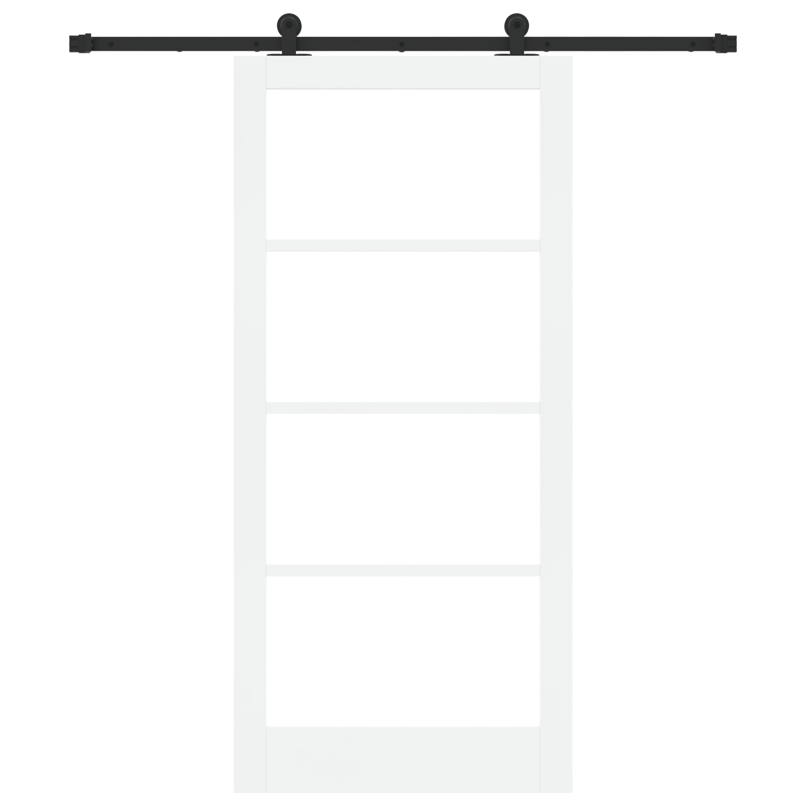 Sliding Door with Hardware Set 'ORKDAL'White Solid Wood & Glass - Image 4