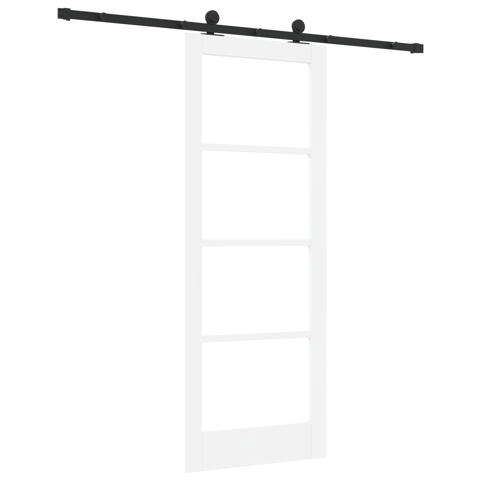 Sliding Door with Hardware Set 'ORKDAL'White Solid Wood&Glass - Image 6