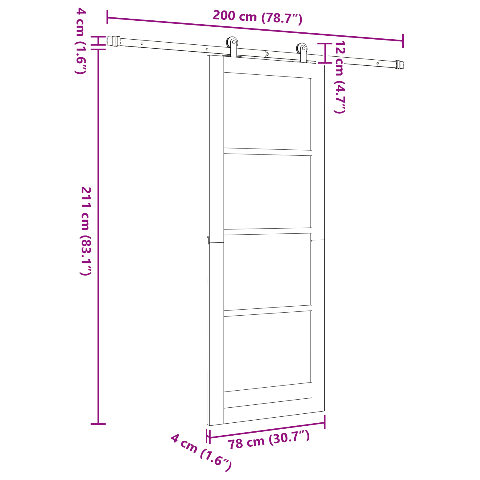 Sliding Door with Hardware Set 'ORKDAL'Solid Wood & Glass - Image 11