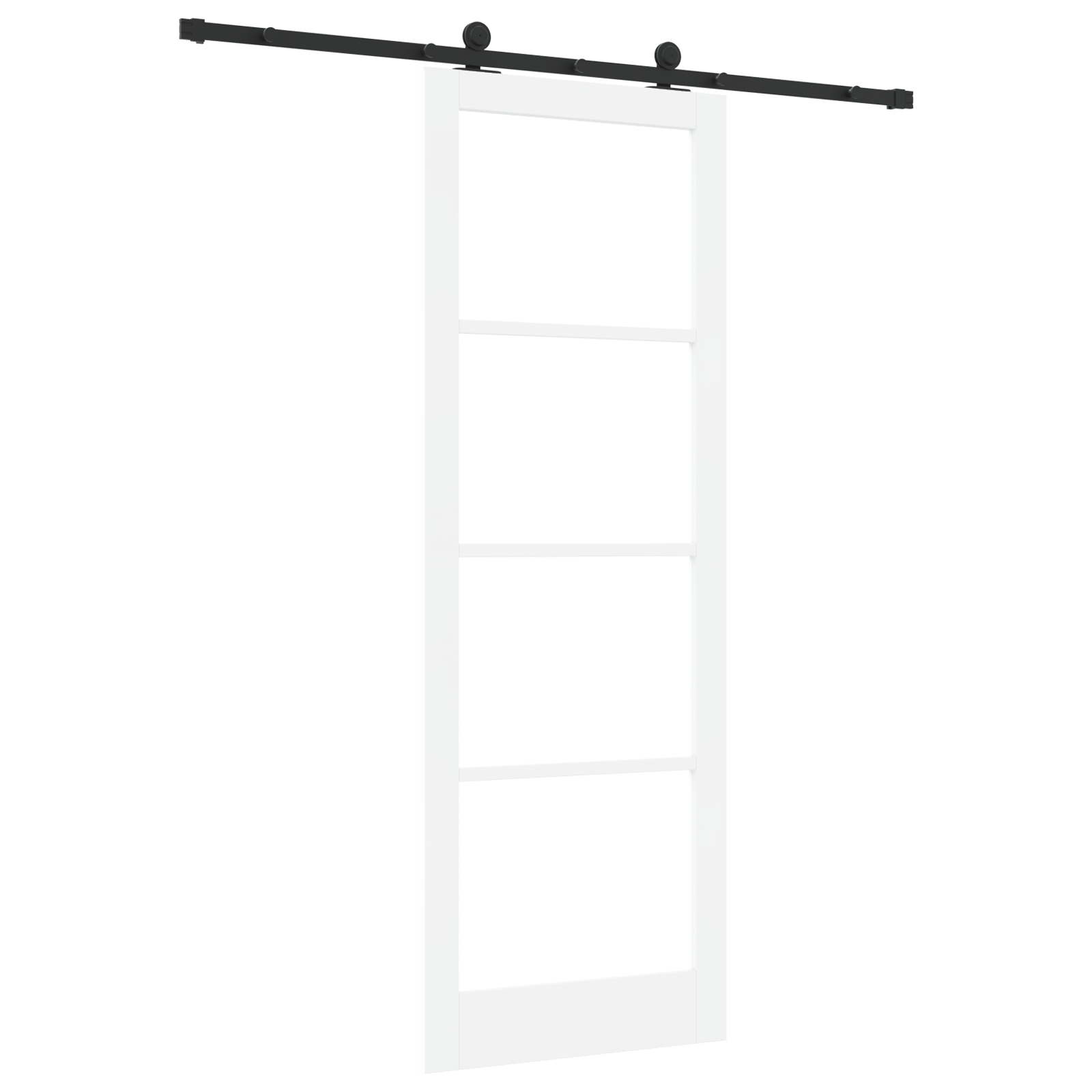 Sliding Door with Hardware Set 'ORKDAL'White Solid Wood & Glass - Image 6