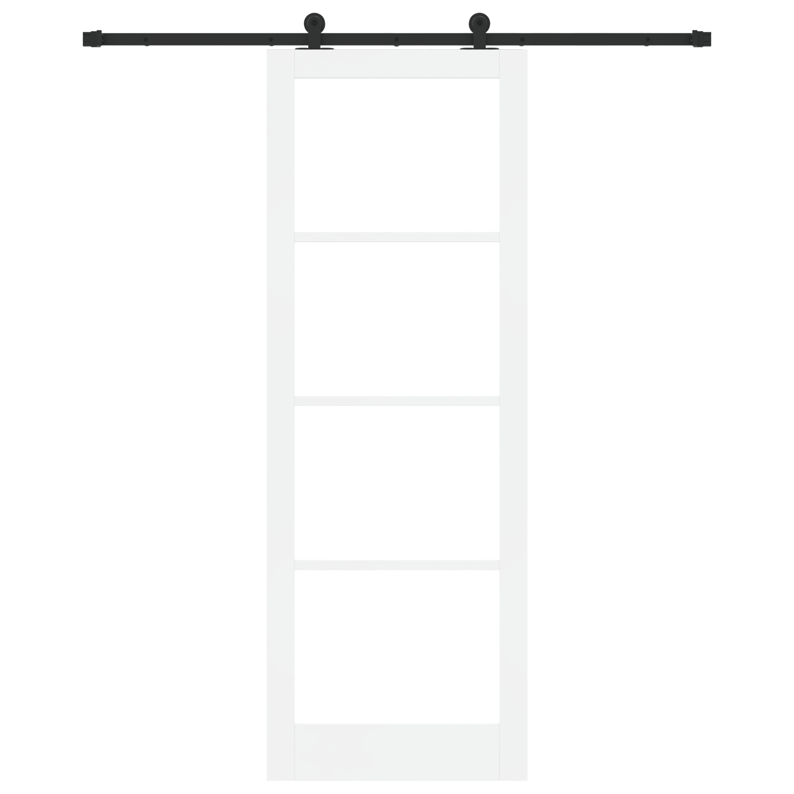 Sliding Door with Hardware Set 'ORKDAL'White Solid Wood & Glass - Image 4