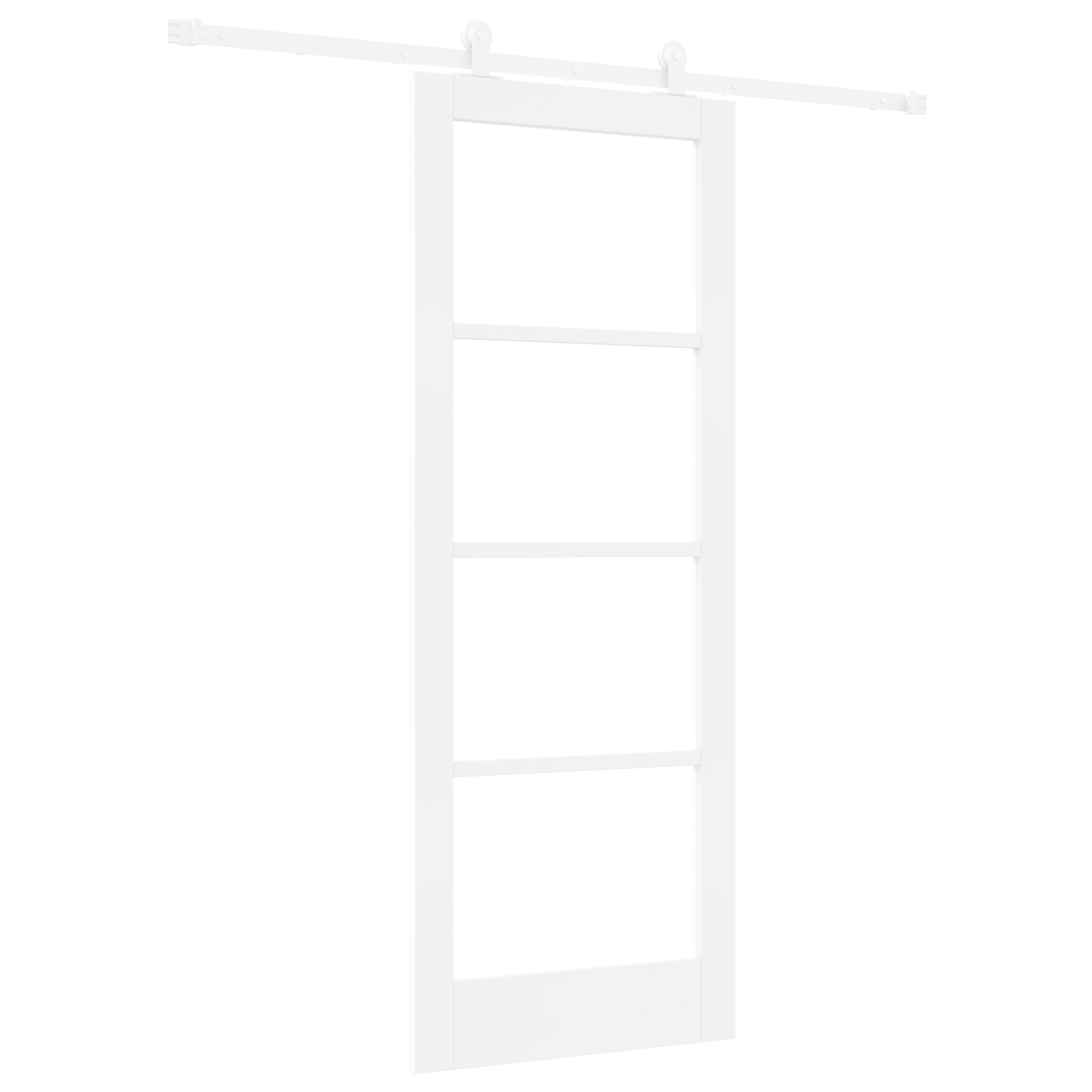 Sliding Door with Hardware Set 'ORKDAL'White MDF & Glass - Image 2