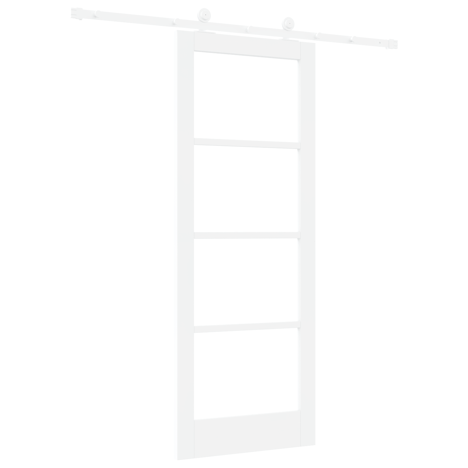 Sliding Door with Hardware Set 'ORKDAL'White MDF & Glass - Image 6