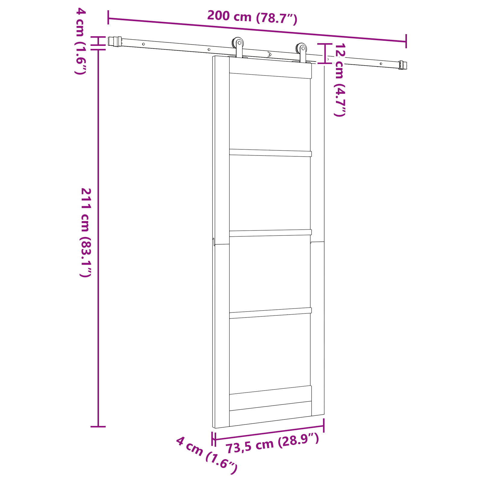 Sliding Door with Hardware Set 'ORKDAL'Solid Wood & Glass - Image 11