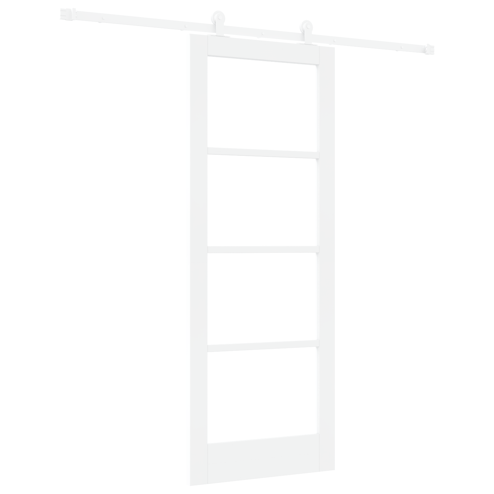 Sliding Door with Hardware Set 'ORKDAL'White Solid Wood & Glass - Image 2