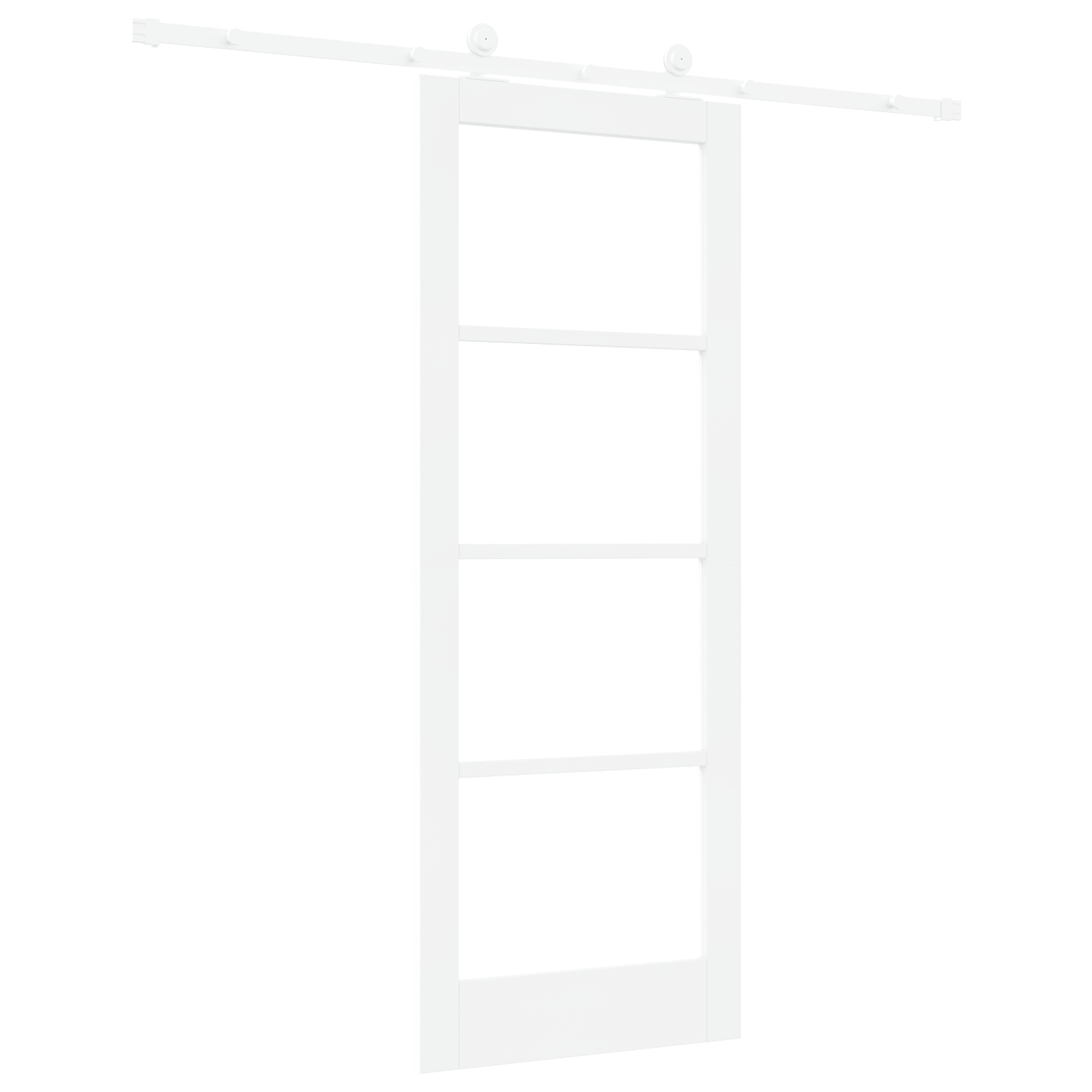 Sliding Door with Hardware Set 'ORKDAL'White Solid Wood & Glass - Image 6
