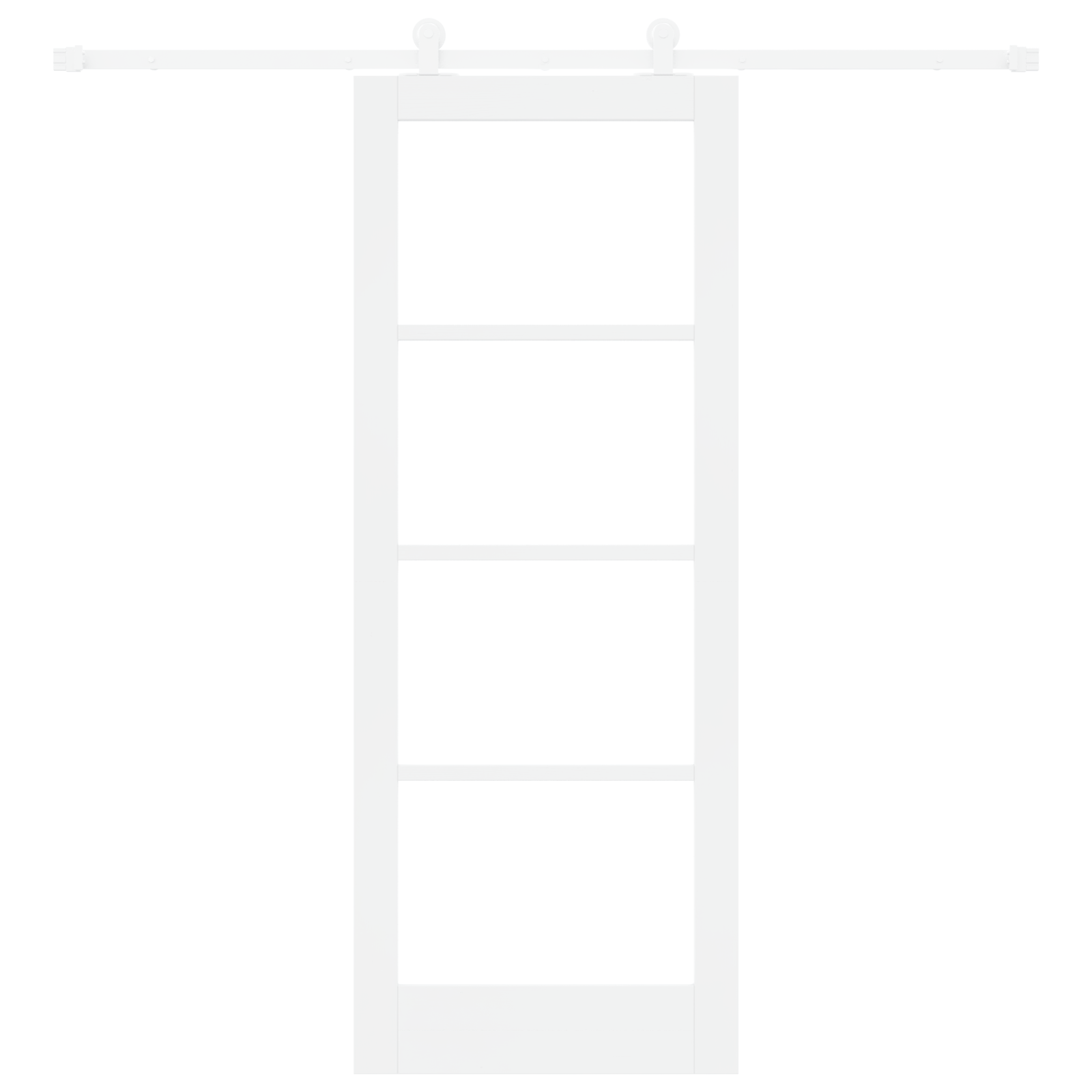 Sliding Door with Hardware Set 'ORKDAL'White Solid Wood & Glass - Image 4