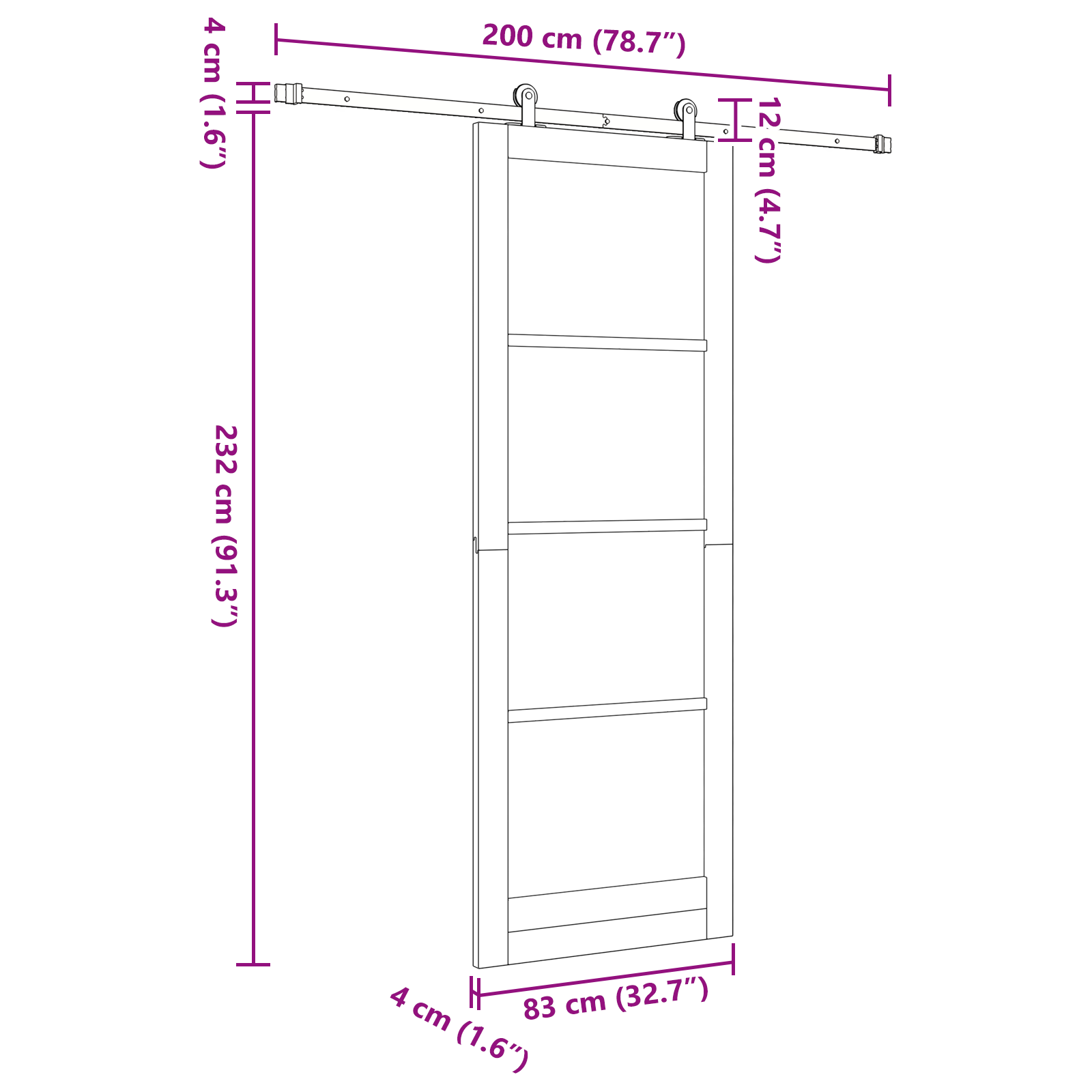Sliding Door with Hardware Set 'ORKDAL'Solid Wood & Glass - Image 11