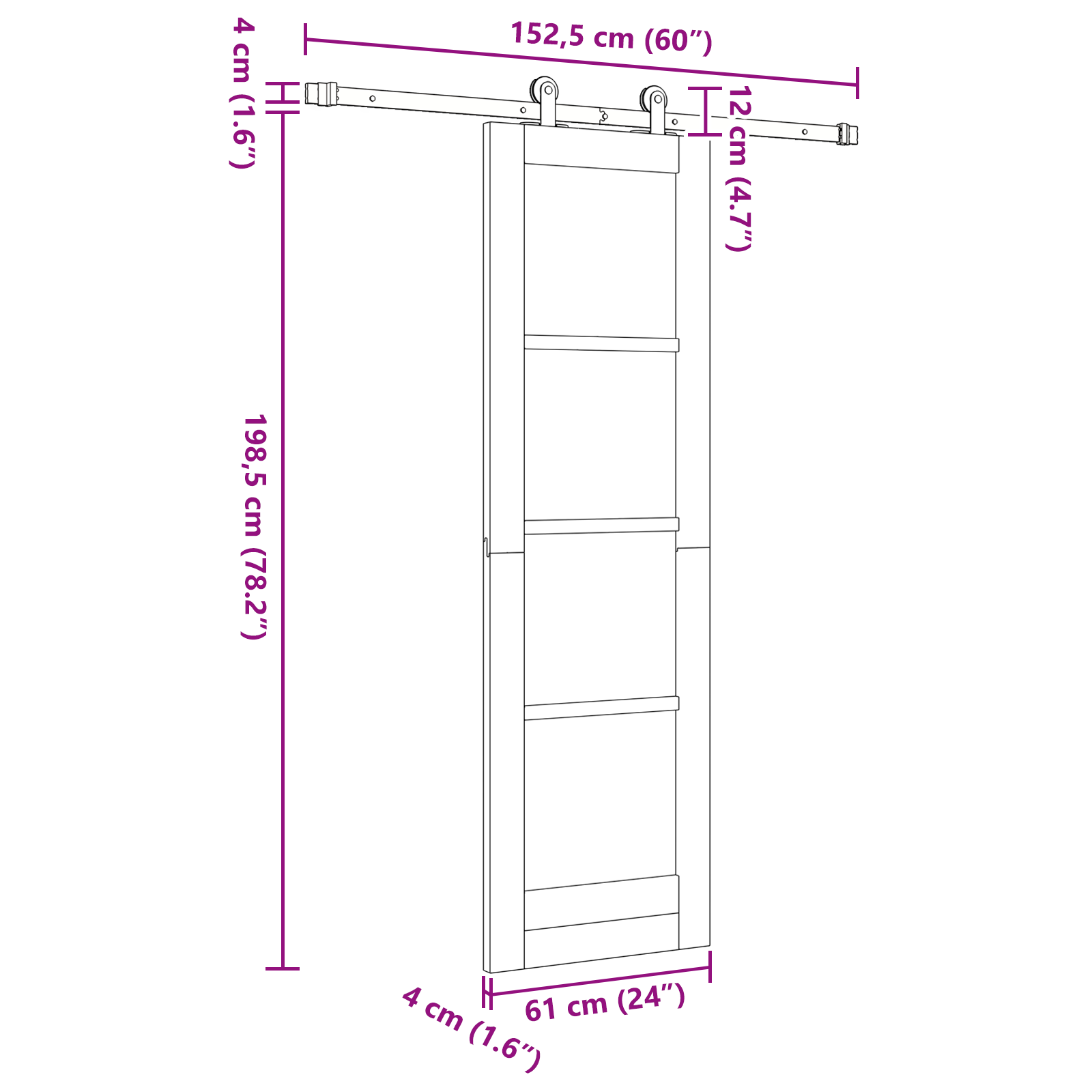 Sliding Door with Hardware Set "ORKDAL" White 61x198.5 cm - Image 11
