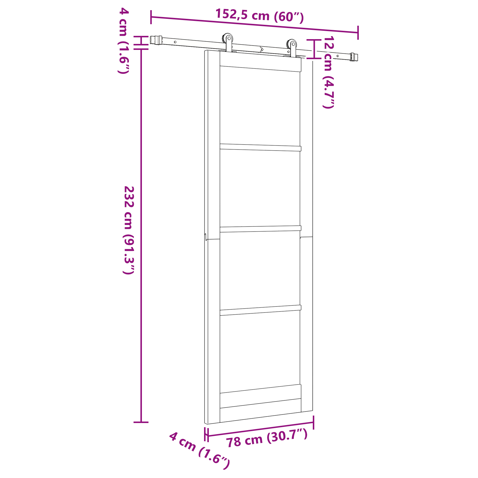 Sliding Door with Hardware Set "ORKDAL" 78x232 cm - Image 11