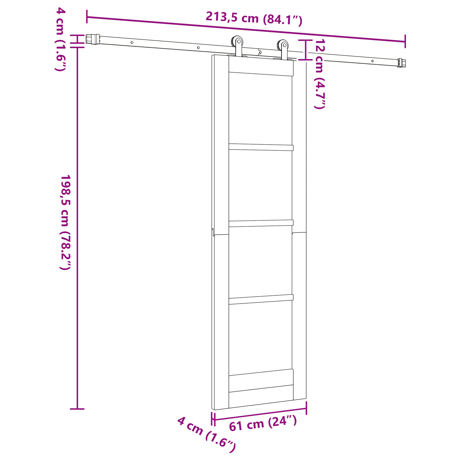 Sliding Door with Hardware Set "ORKDAL" White 61x198.5 cm - Image 11