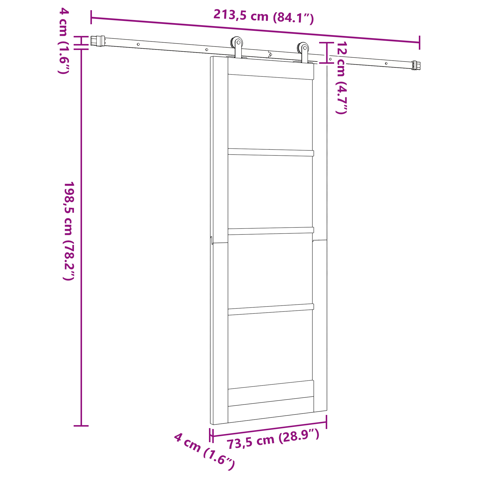 Sliding Door with Hardware Set 'ORKDAL'73.5x198.5 cm - Image 11
