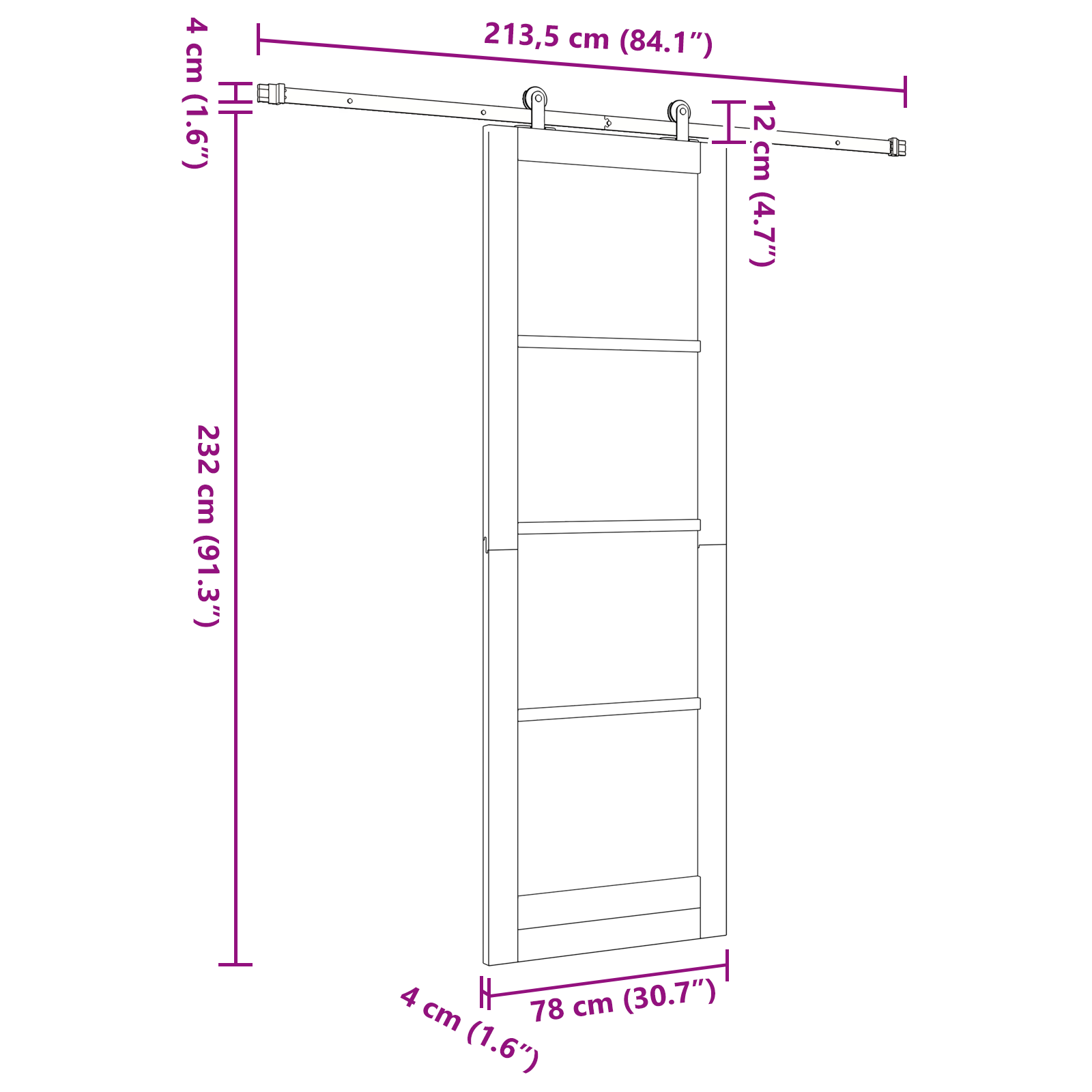Sliding Door with Hardware Set "ORKDAL" White 78x232 cm - Image 11