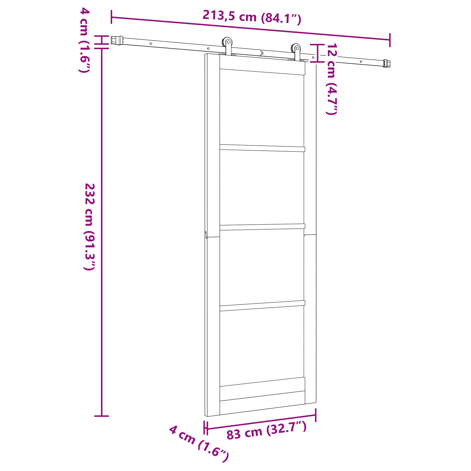 Sliding Door with Hardware Set 'ORKDAL'83x232 cm - Image 11