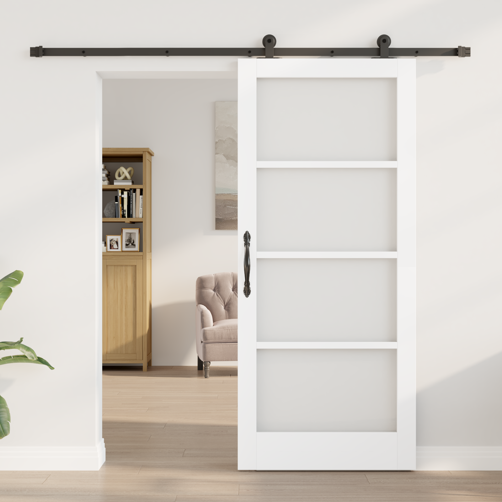 Sliding Door with Hardware Set 'ORKDAL'White 86x198.5 cm - Image 3