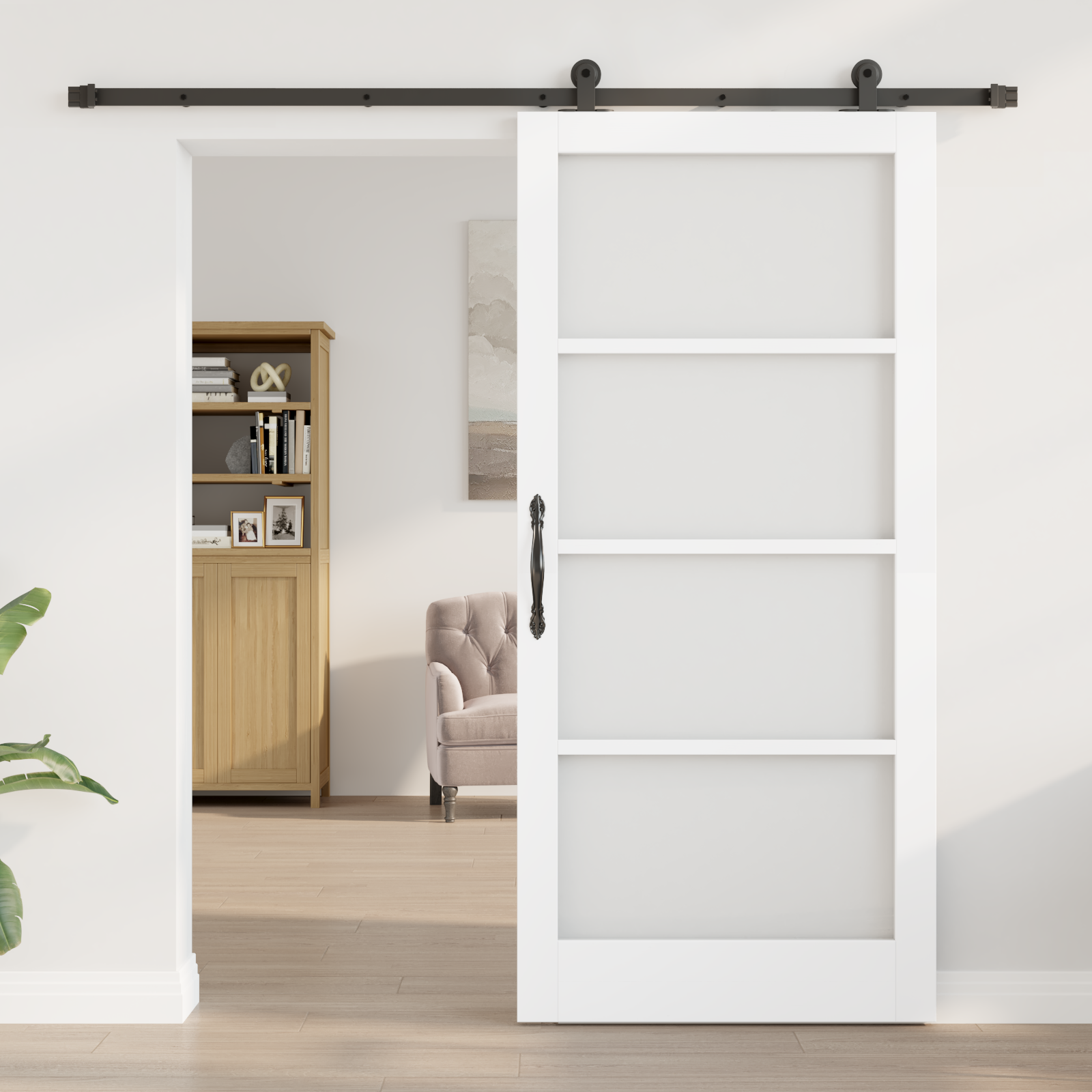 Sliding Door with Hardware Set "ORKDAL" White 93x202 cm - Image 3