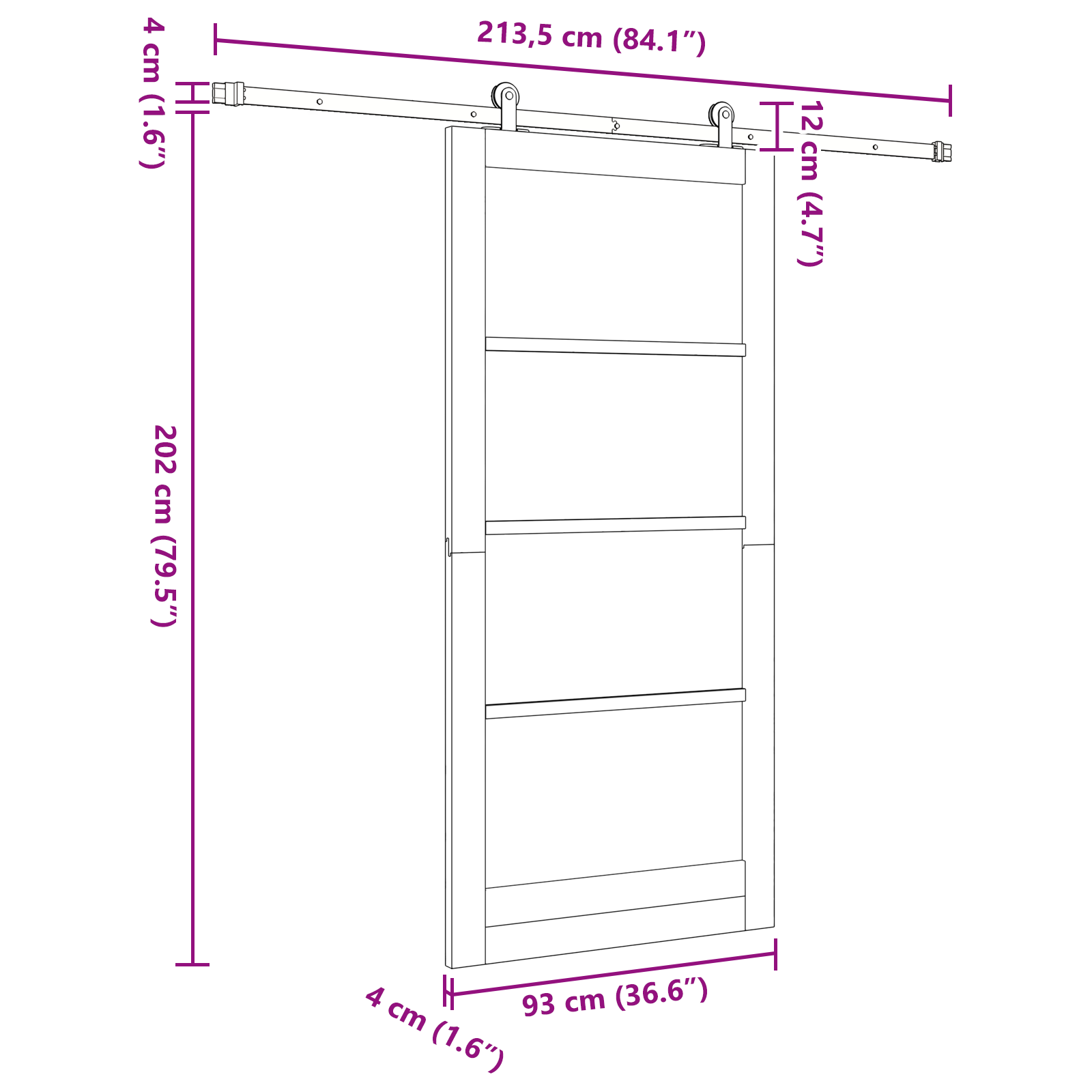 Sliding Door with Hardware Set "ORKDAL" White 93x202 cm - Image 11