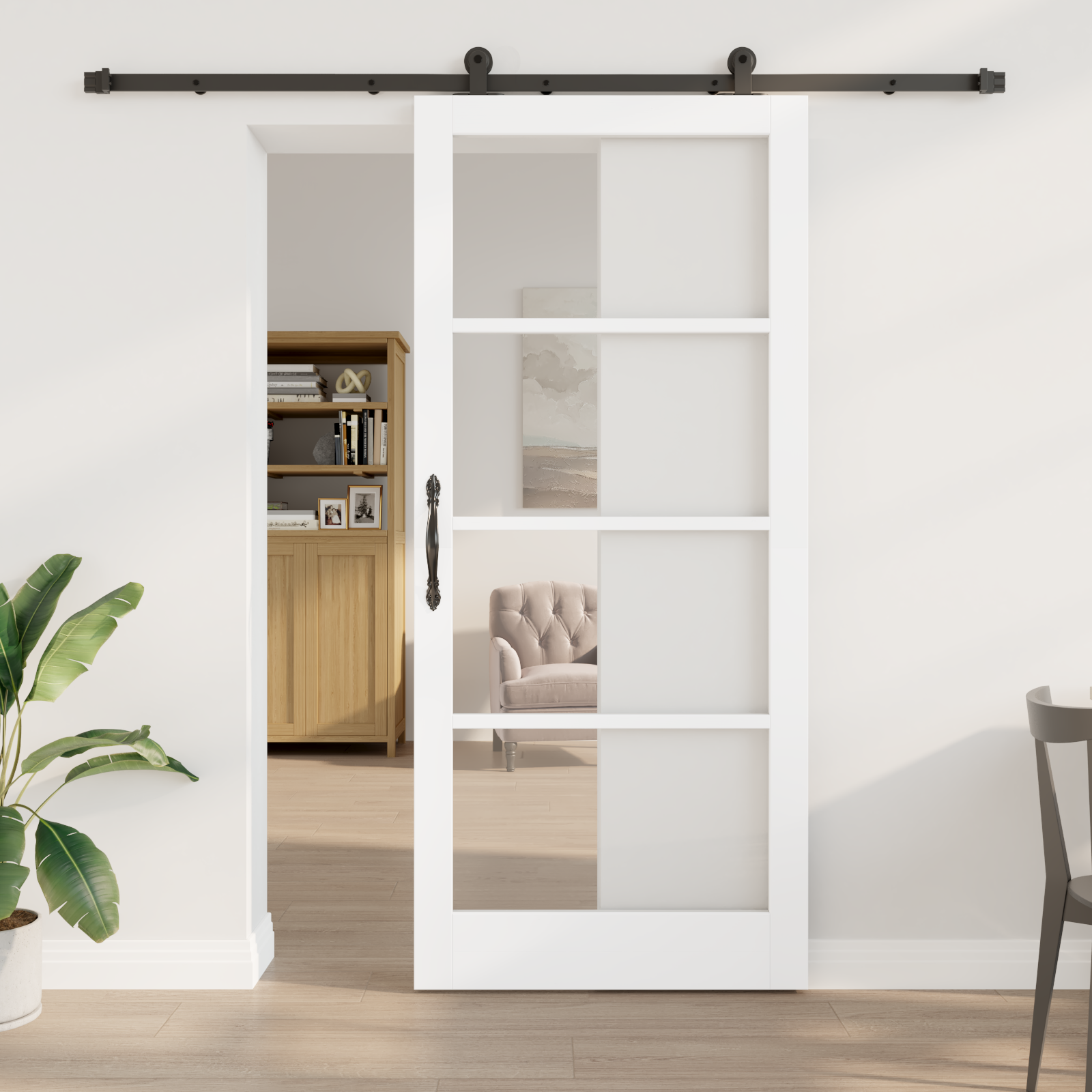 Sliding Door with Hardware Set "ORKDAL" White 93x211 cm