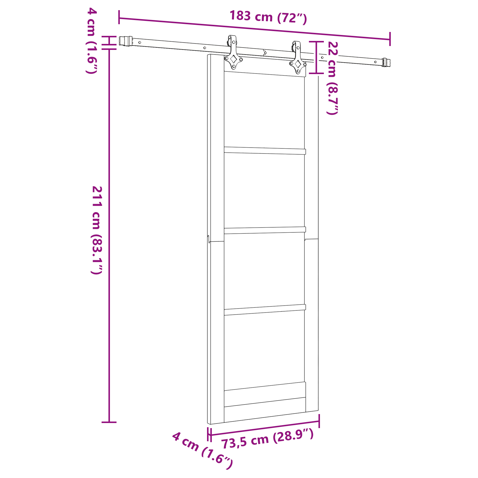 Sliding Door with Hardware Set 'ORKDAL'Solid Wood & Glass - Image 11