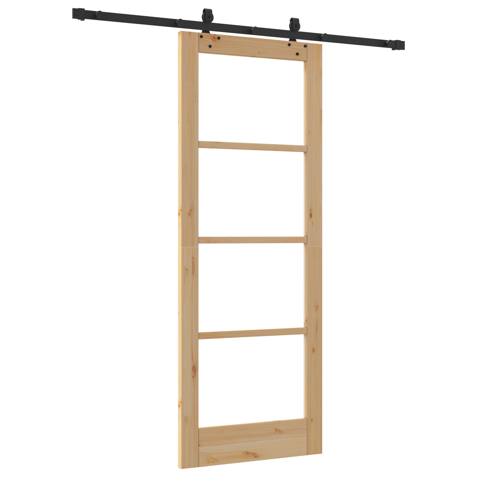 Sliding Door with Hardware Set "ORKDAL" Solid Wood & Glass - Image 6