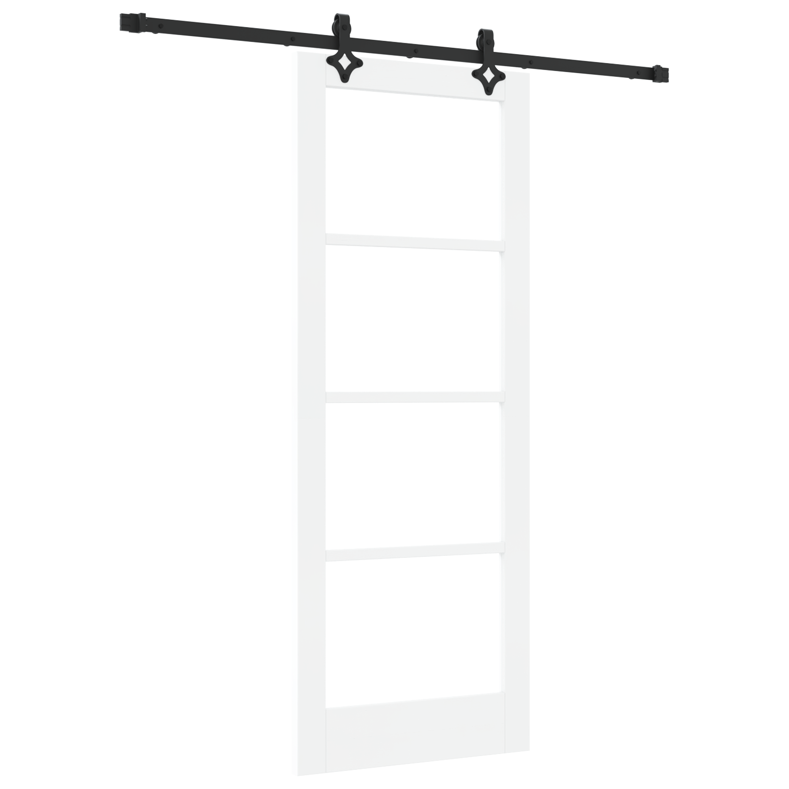 Sliding Door with Hardware Set 'ORKDAL'White Solid Wood & Glass - Image 2