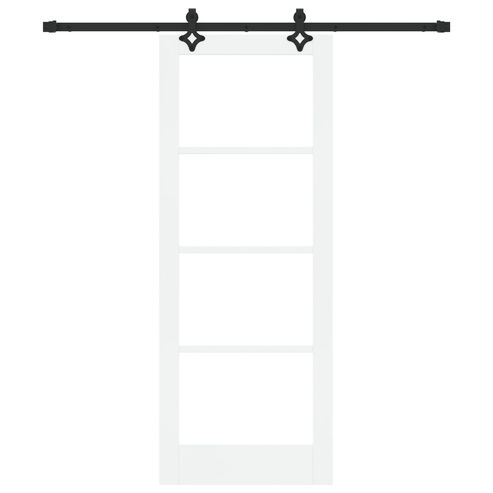 Sliding Door with Hardware Set 'ORKDAL'White Solid Wood & Glass - Image 4