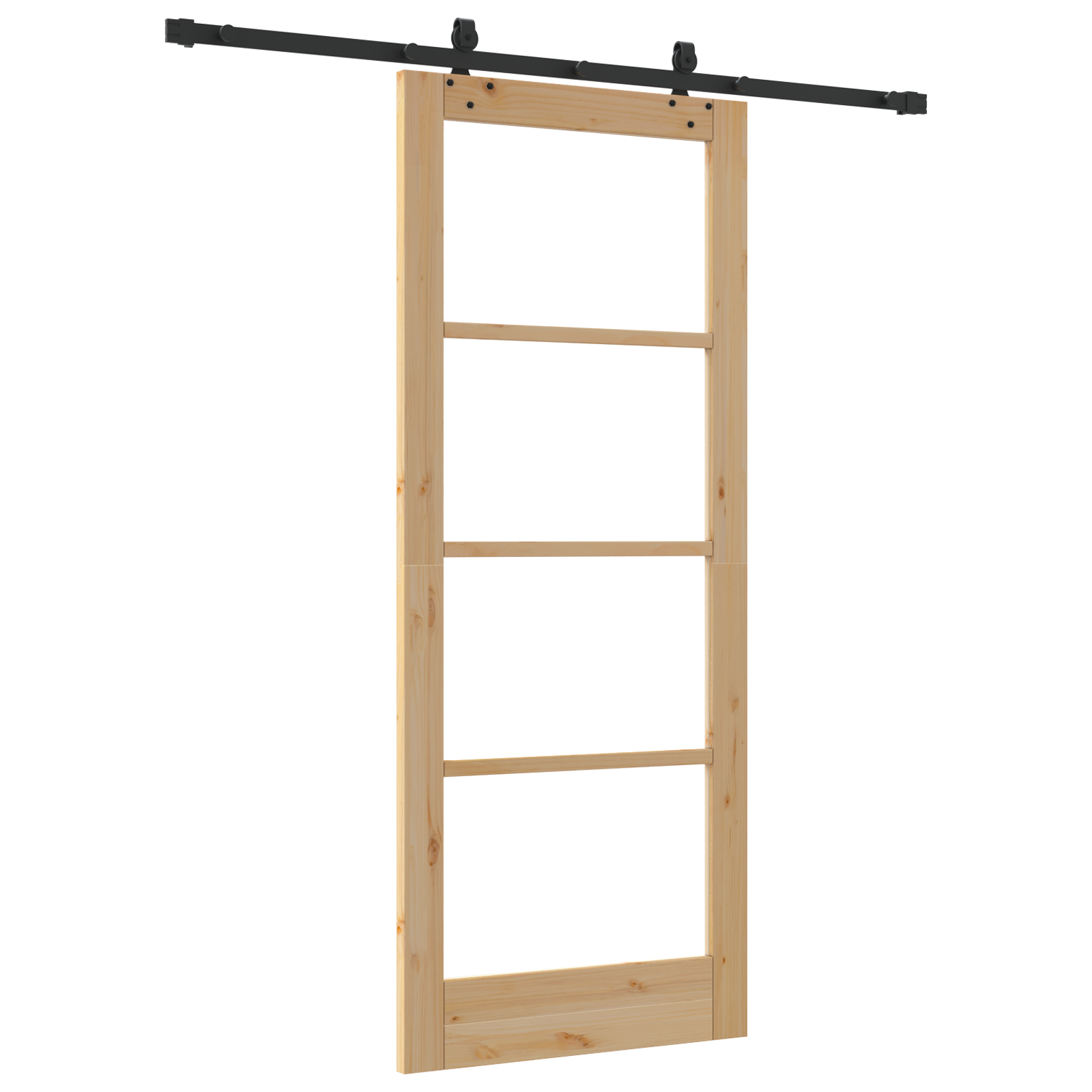 Sliding Door with Hardware Set "ORKDAL" Solid Wood & Glass - Image 6