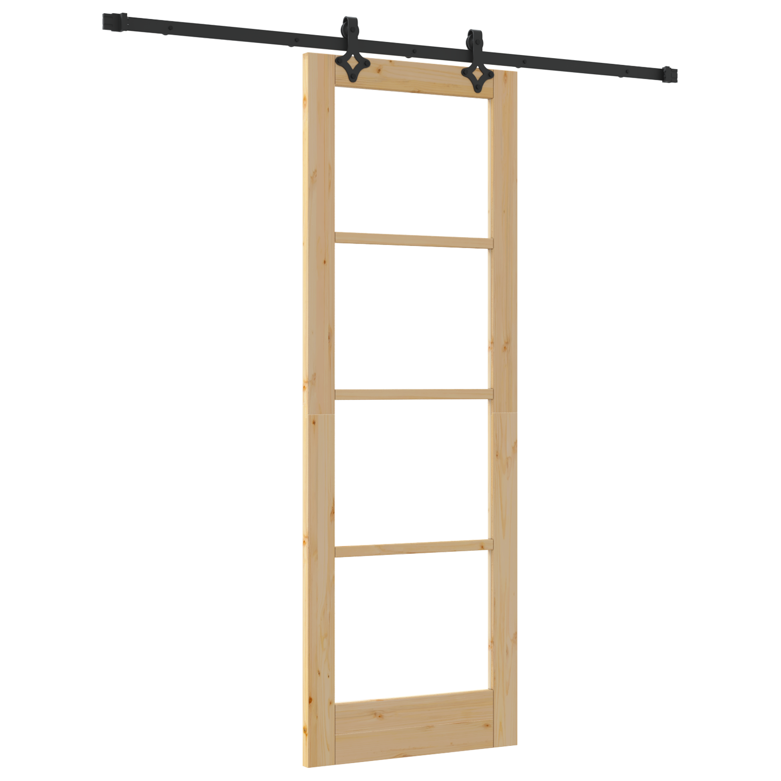 Sliding Door with Hardware Set "ORKDAL" Solid Wood & Glass - Image 2