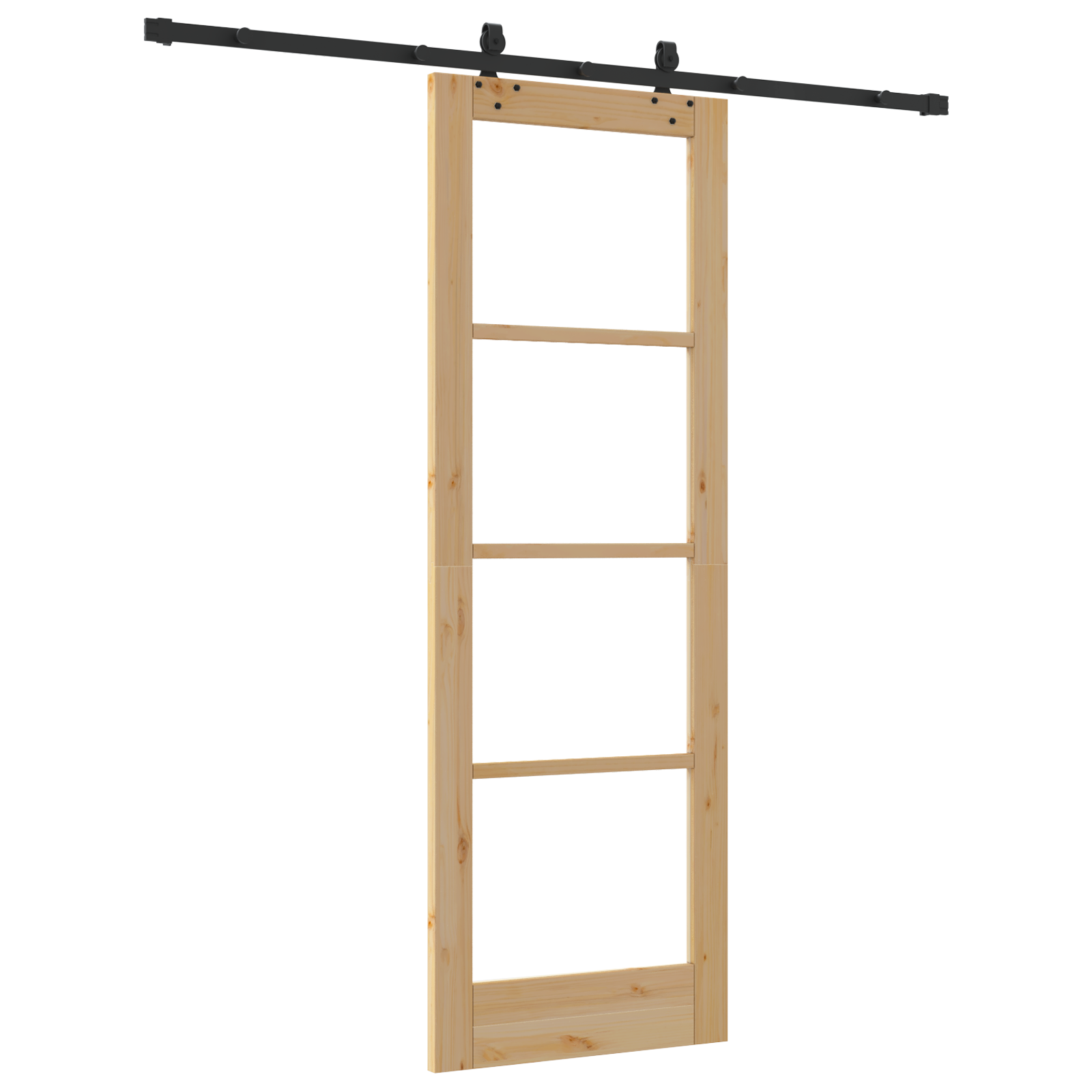Sliding Door with Hardware Set "ORKDAL" Solid Wood & Glass - Image 6