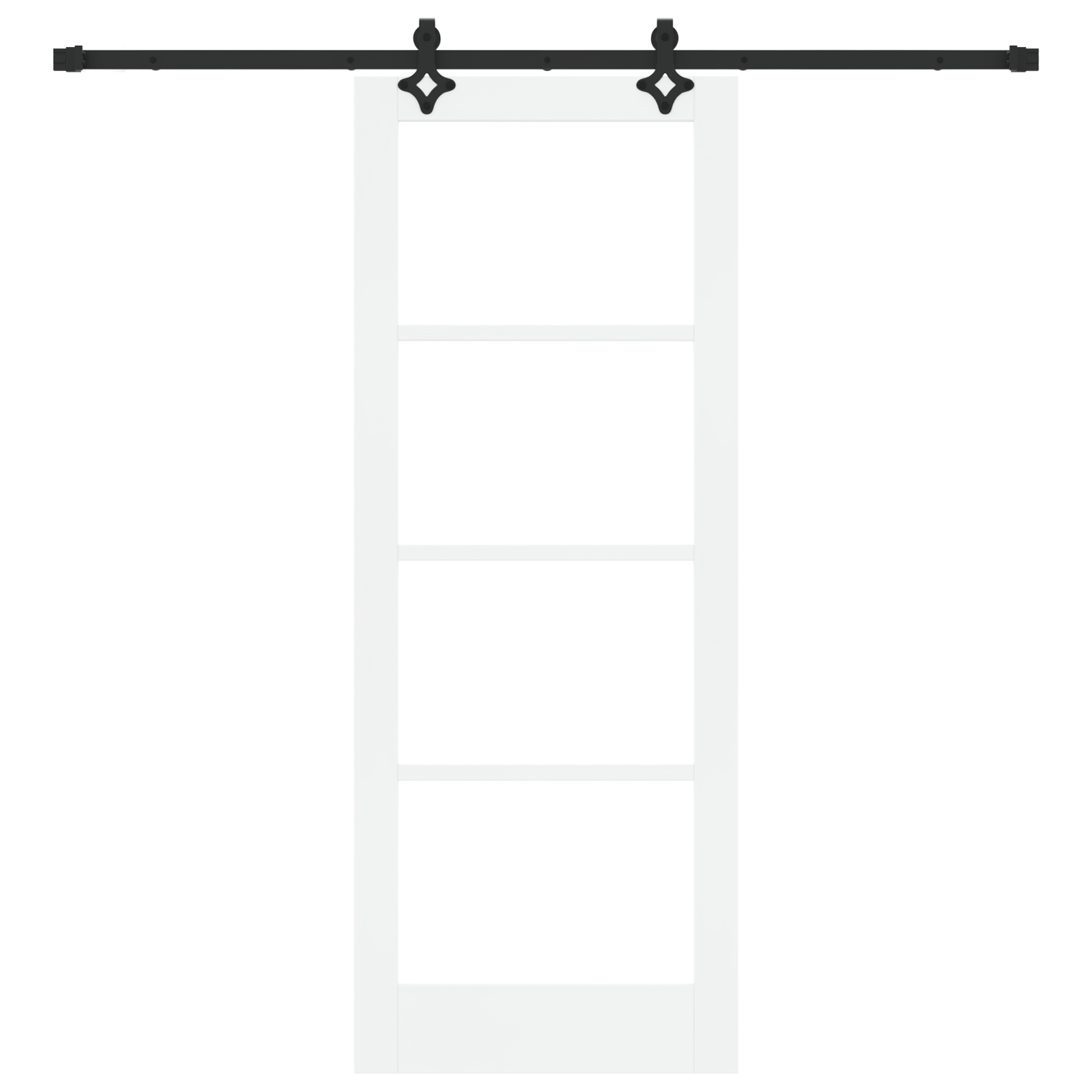 Sliding Door with Hardware Set 'ORKDAL'White Solid Wood & Glass - Image 4