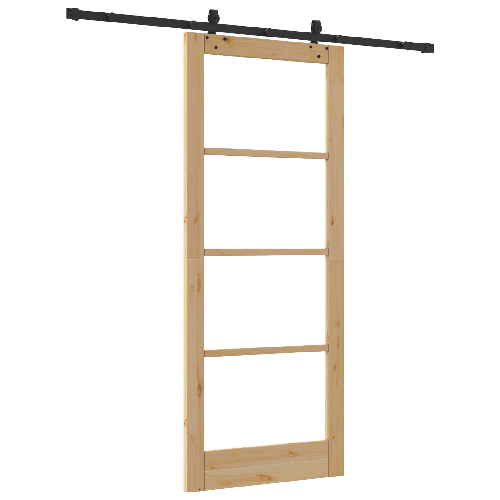 Sliding Door with Hardware Set "ORKDAL" Solid Wood & Glass - Image 6