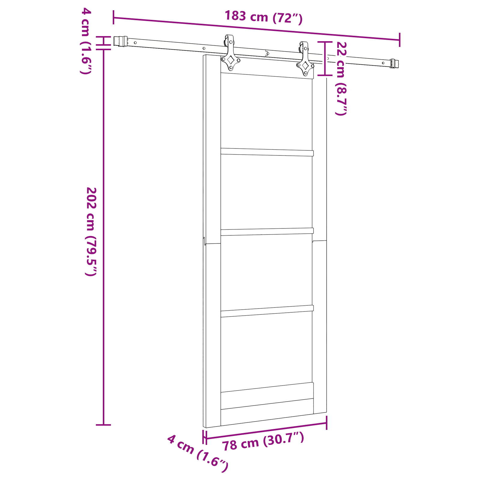 Sliding Door with Hardware Set 78x202 cm Solid Wood Pine - Image 11