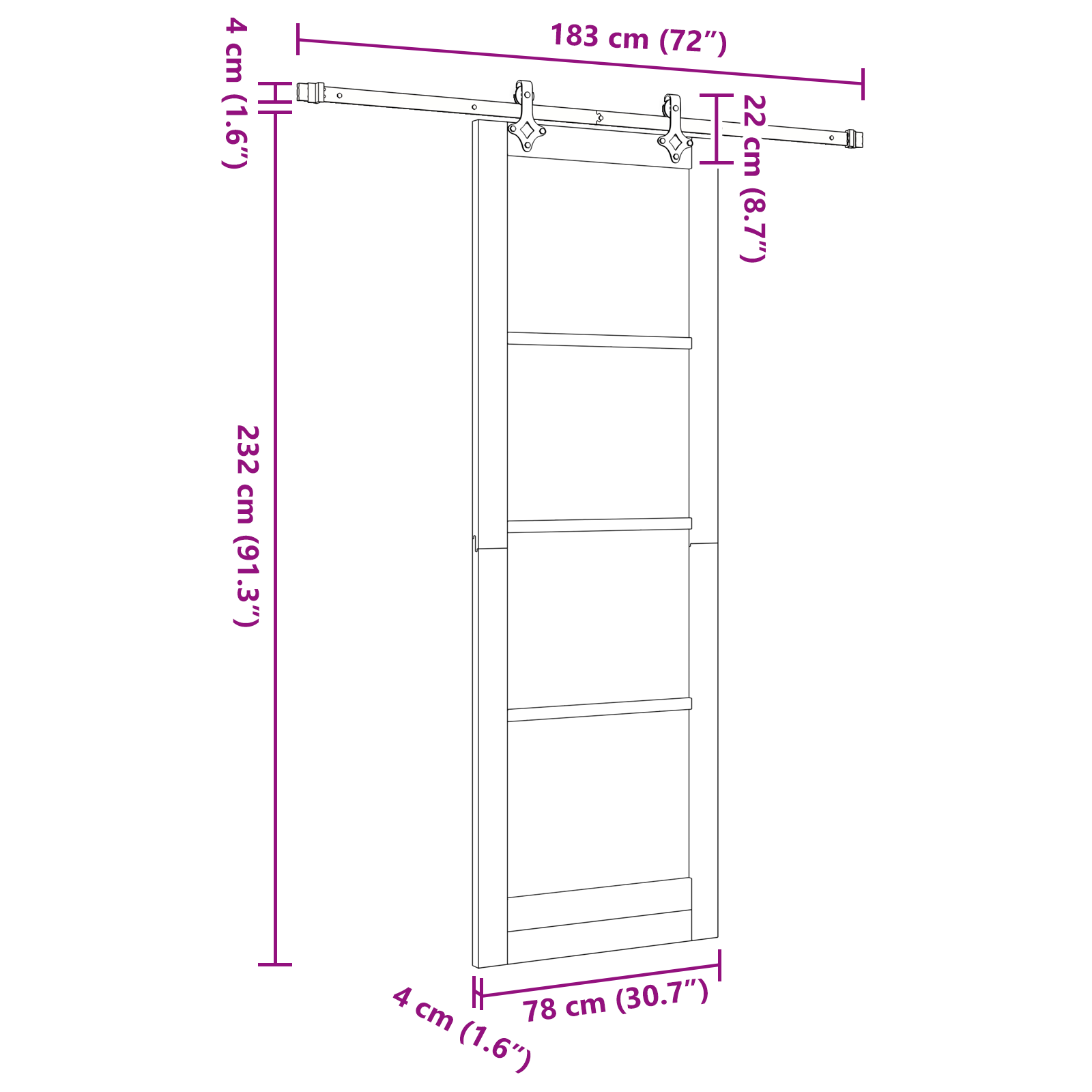 Sliding Door with Hardware Set 78x232 cm Solid Wood Pine - Image 11