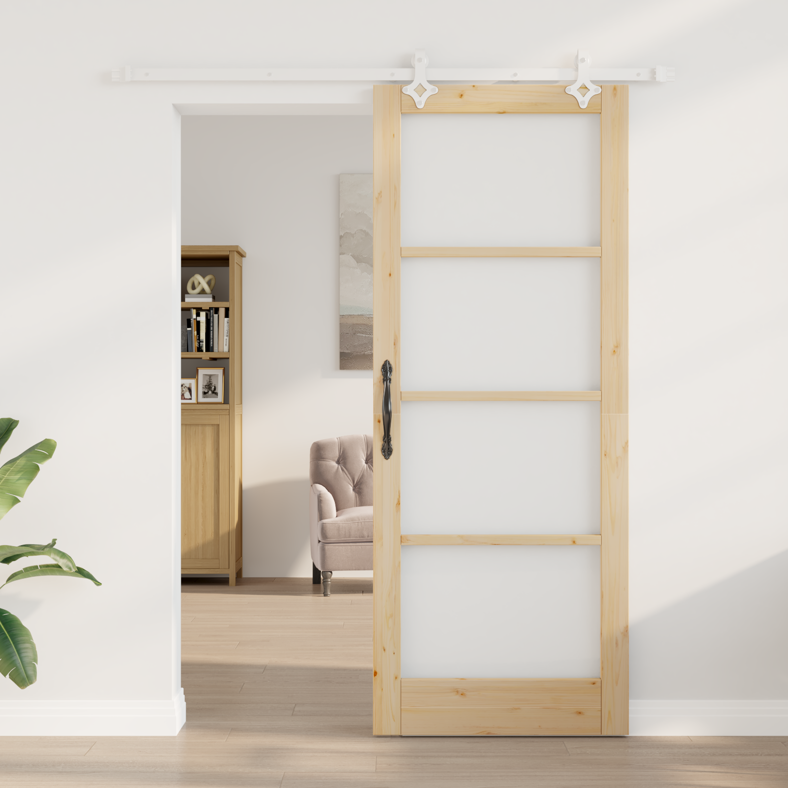 Sliding Door with Hardware Set 83x211 cm Solid Wood Pine - Image 3