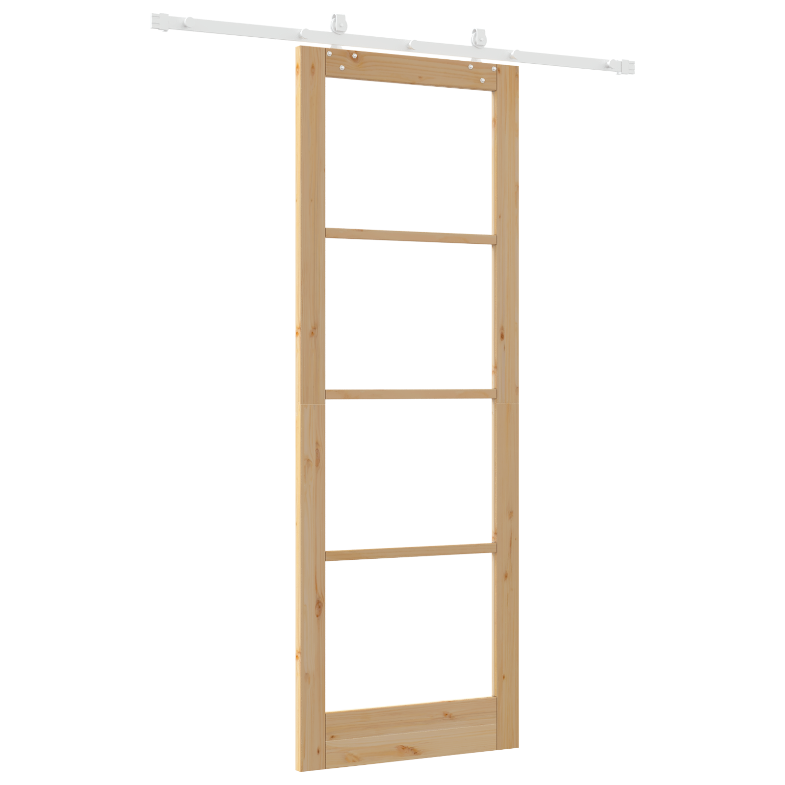 Sliding Door with Hardware Set 83x232 cm Solid Wood Pine - Image 6