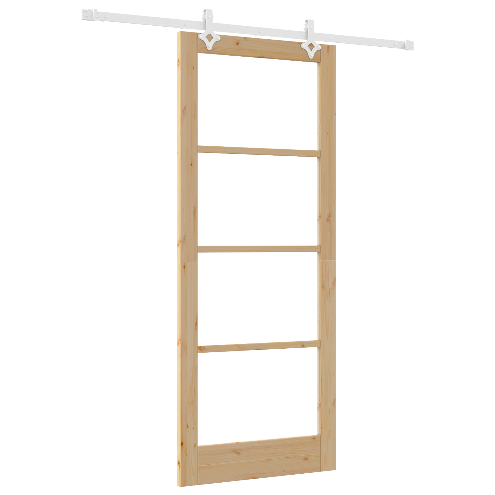 Sliding Door with Hardware Set 86x211 cm Solid Wood Pine - Image 2