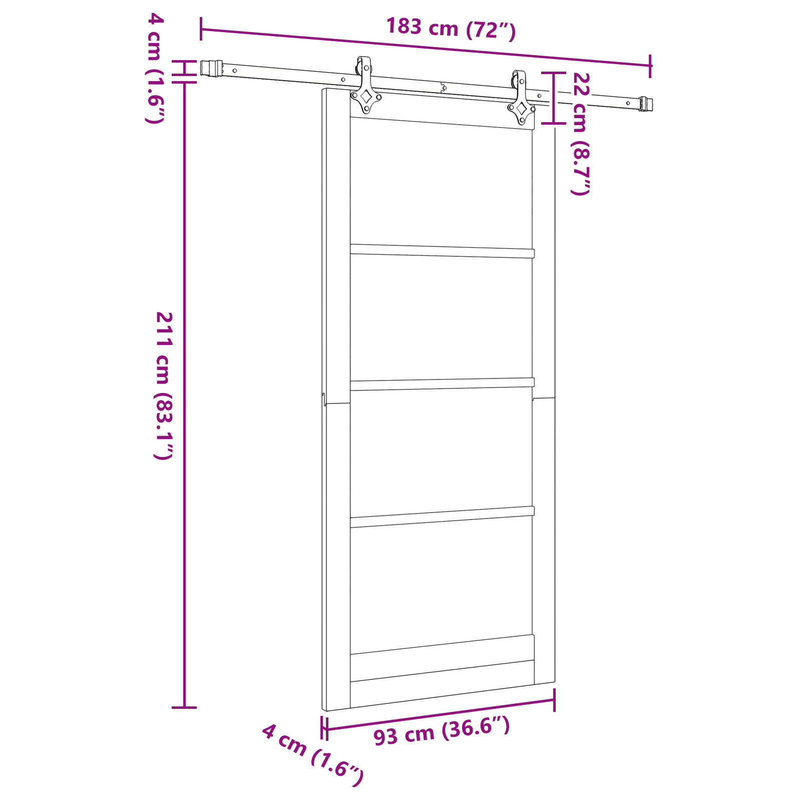 Sliding Door with Hardware Set White 93x211 cm Solid Wood Pine - Image 11