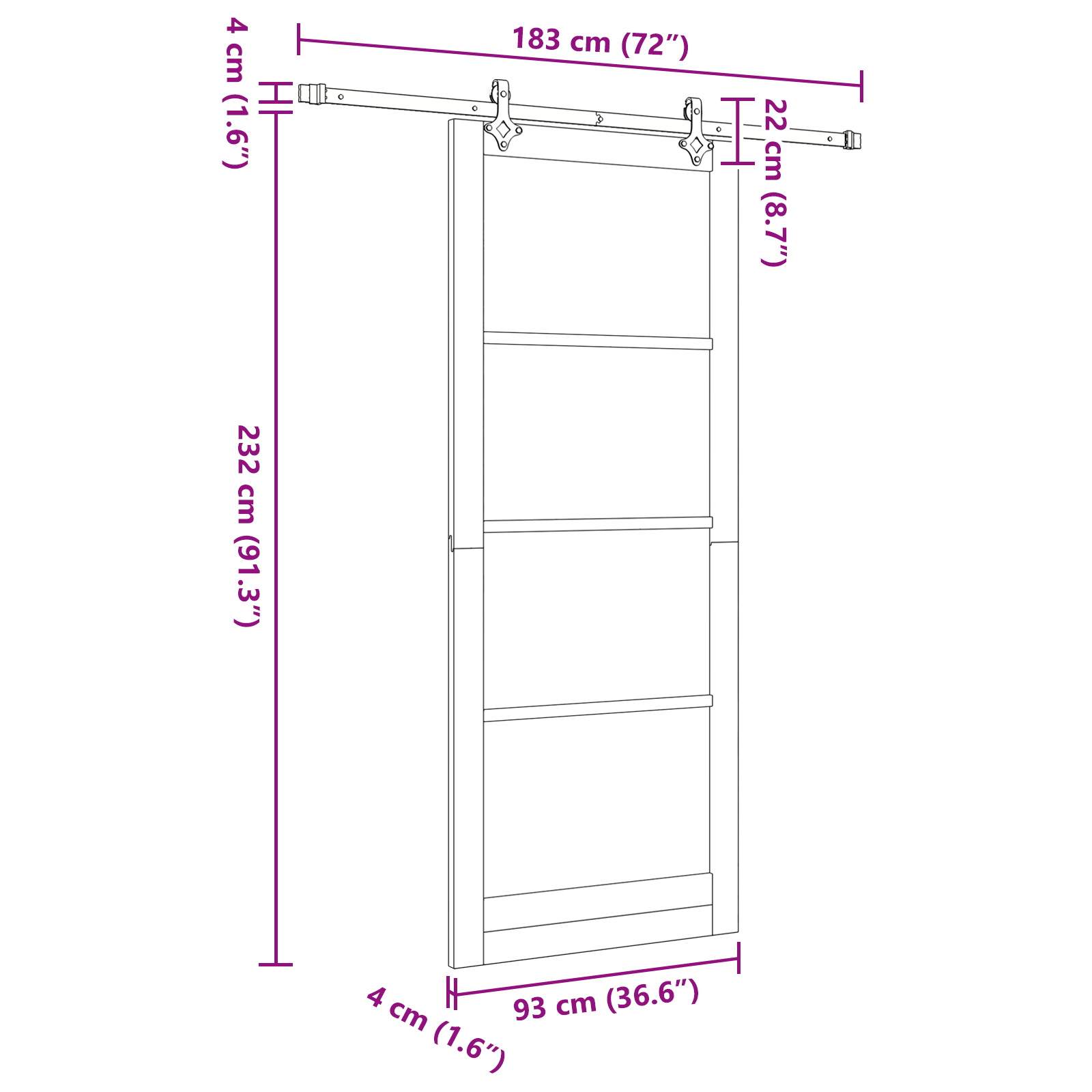 Sliding Door with Hardware Set White 93x232 cm Solid Wood Pine - Image 11