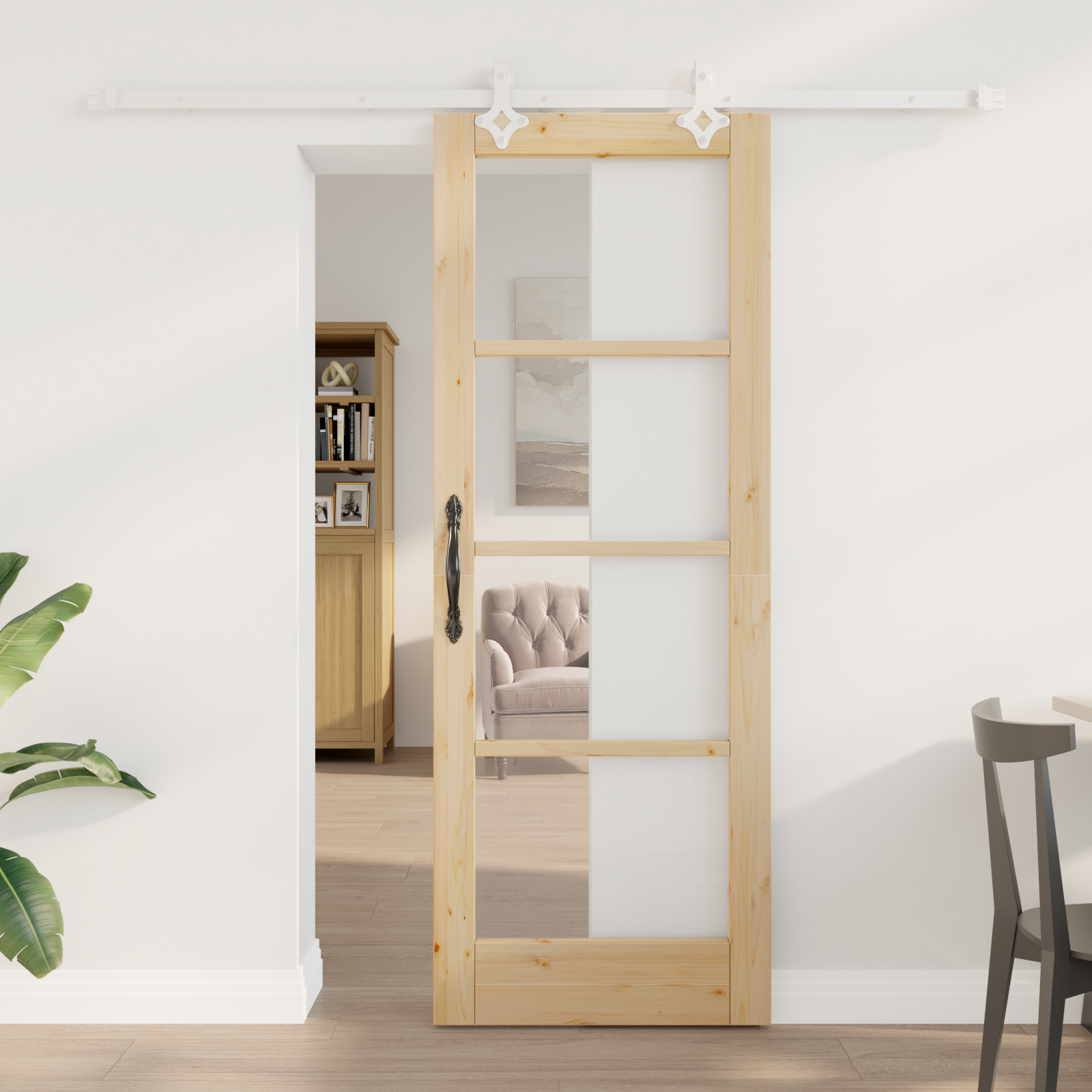 Sliding Door with Hardware Set 73.5x198.5 cm Solid Wood Pine