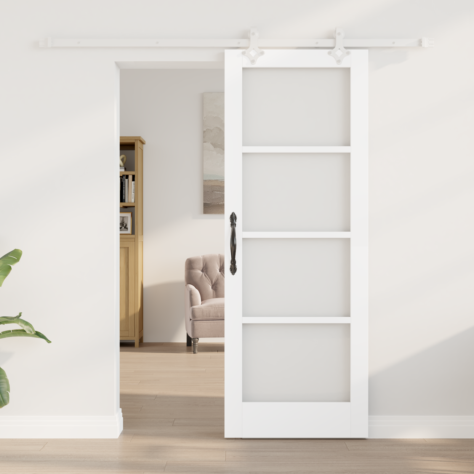 Sliding Door with Hardware Set White 73.5x198.5 cm Solid Wood Pine - Image 3