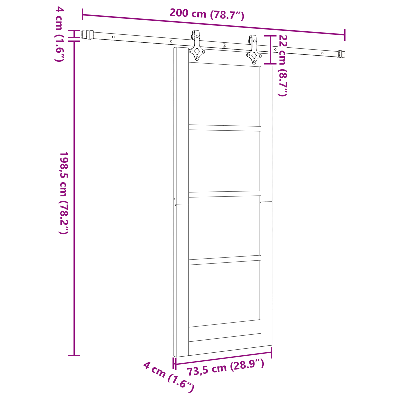 Sliding Door with Hardware Set White 73.5x198.5 cm Solid Wood Pine - Image 11