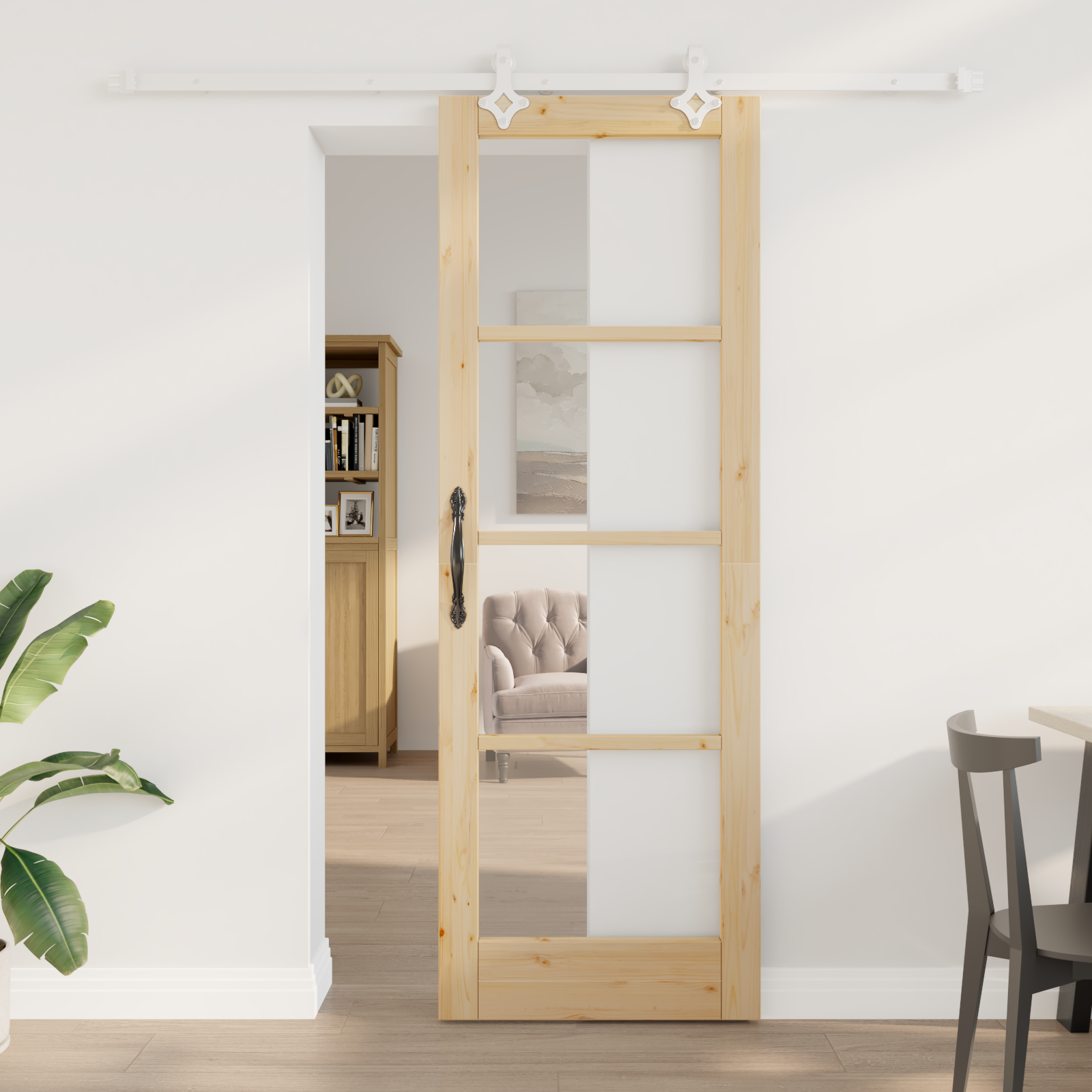Sliding Door with Hardware Set 73.5x211 cm Solid Wood Pine