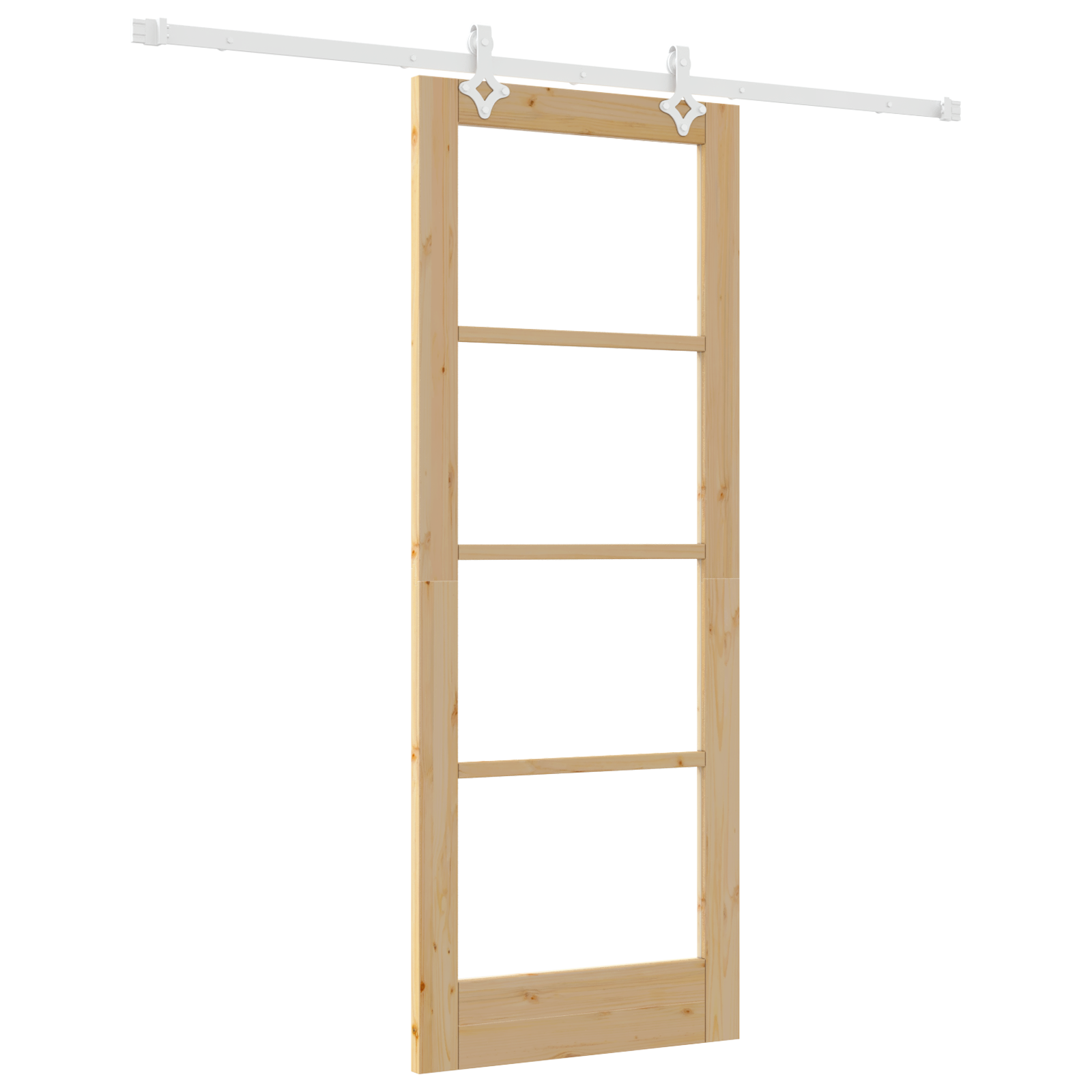 Sliding Door with Hardware Set 78x202 cm Solid Wood Pine - Image 2