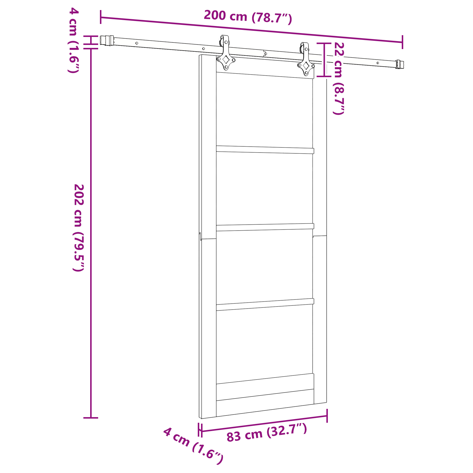 Sliding Door with Hardware Set 83x202 cm Solid Wood Pine - Image 11