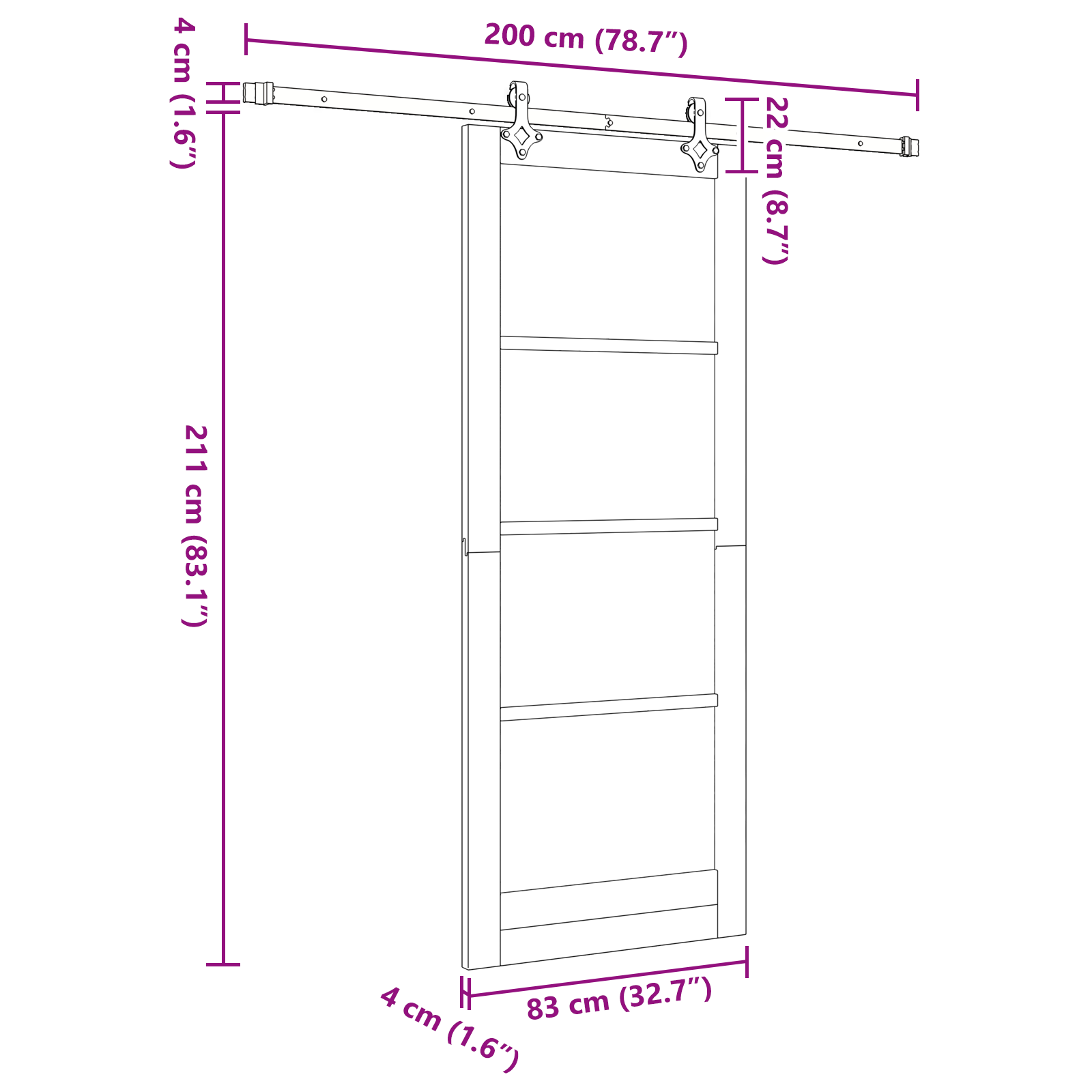Sliding Door with Hardware Set 83x211 cm Solid Wood Pine - Image 11