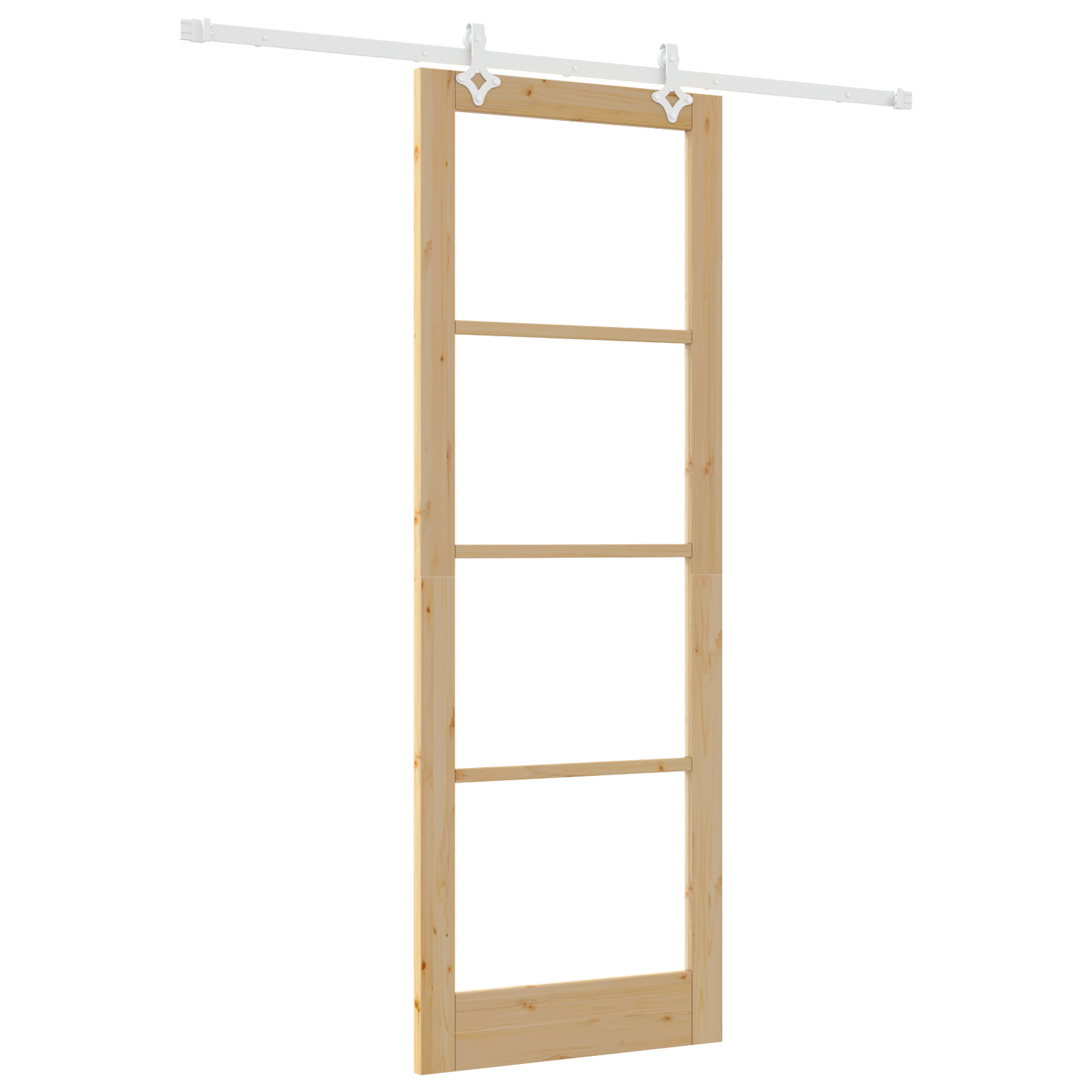 Sliding Door with Hardware Set 83x232 cm Solid Wood Pine - Image 2