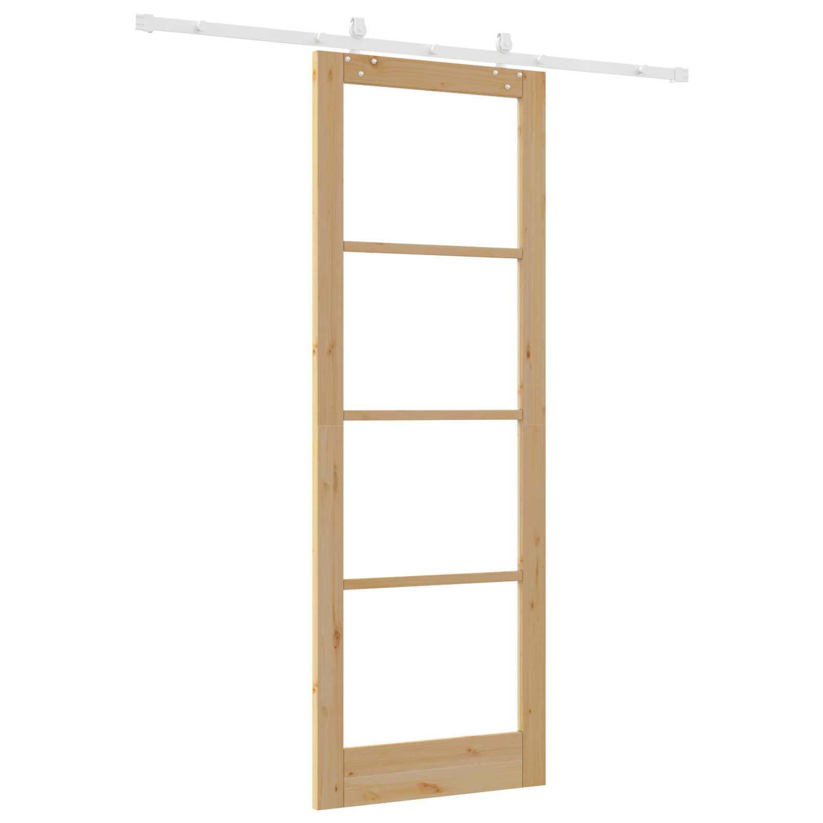Sliding Door with Hardware Set 83x232 cm Solid Wood Pine - Image 6
